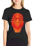 Bold Lion Graphic Tee - Black Cotton Blend