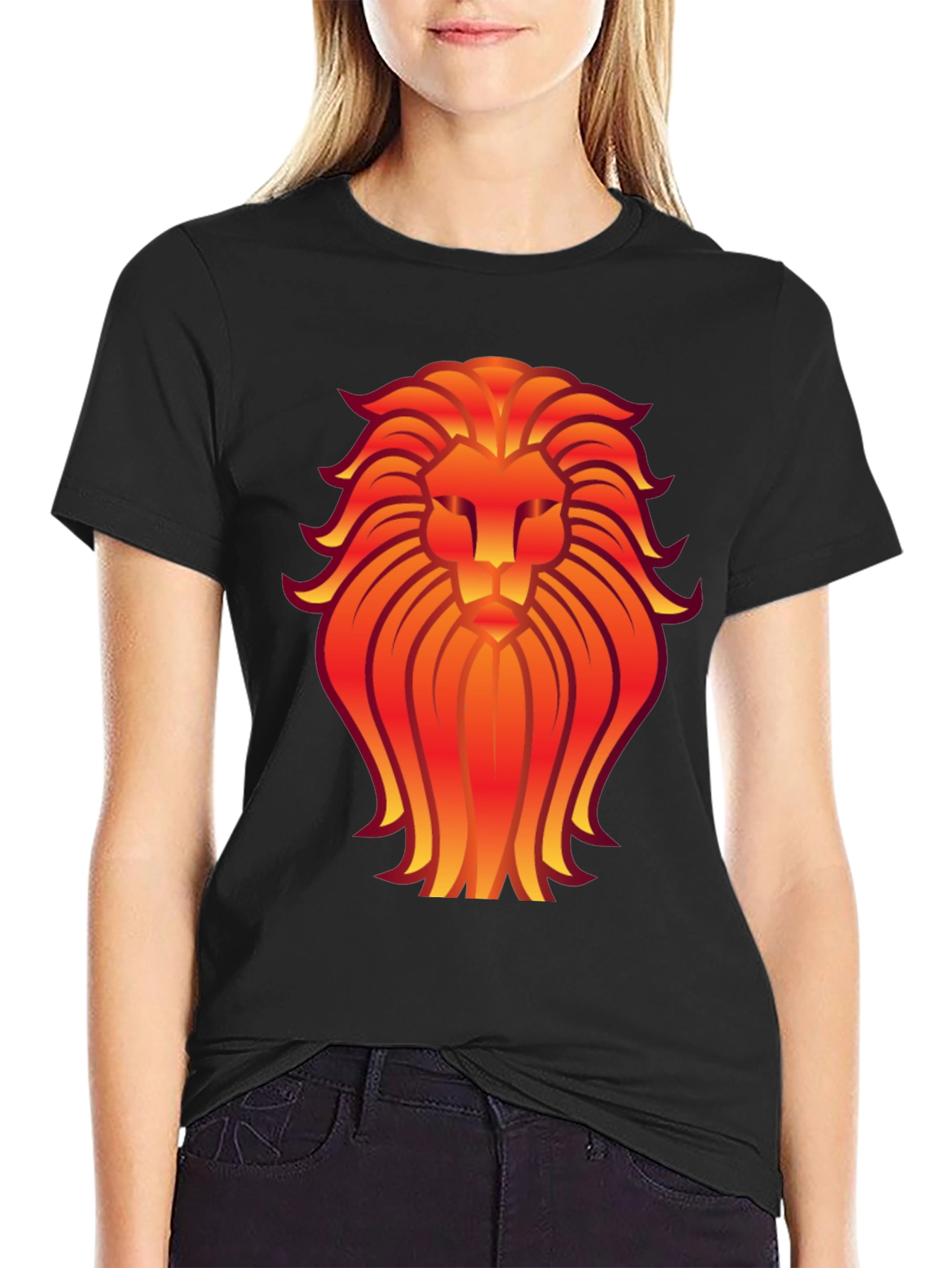 Bold Lion Graphic Tee - Black Cotton Blend