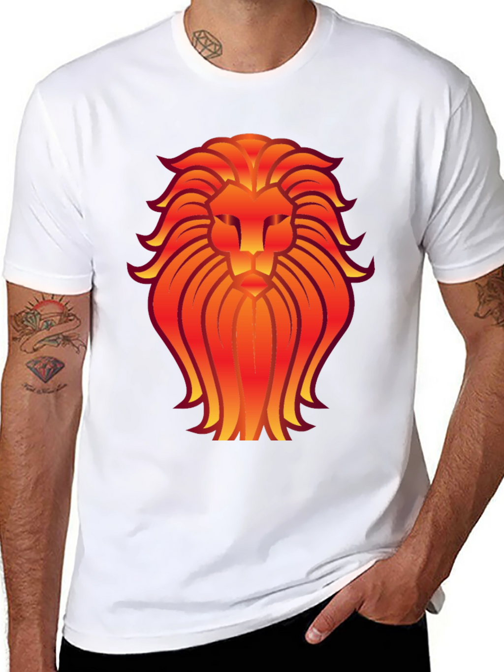Bold Lion Graphic Tee - Black Cotton Blend