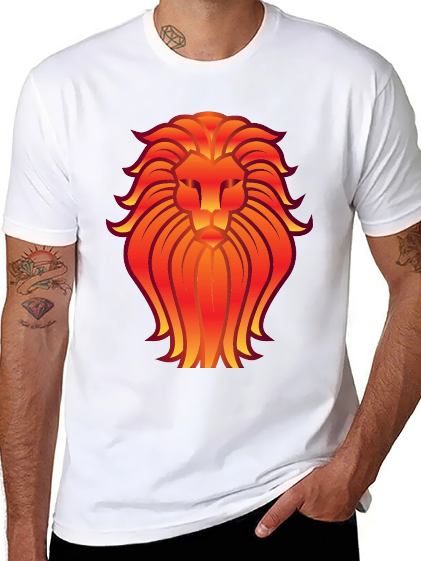 Bold Lion Graphic Tee - Black Cotton Blend