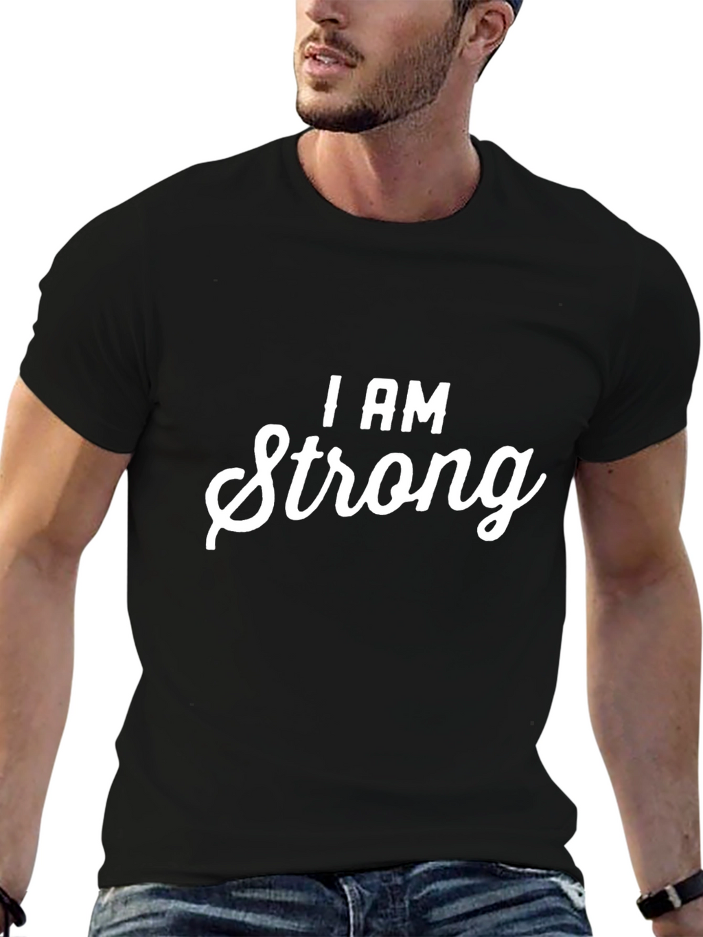 I AM Strong Black Graphic T-Shirt