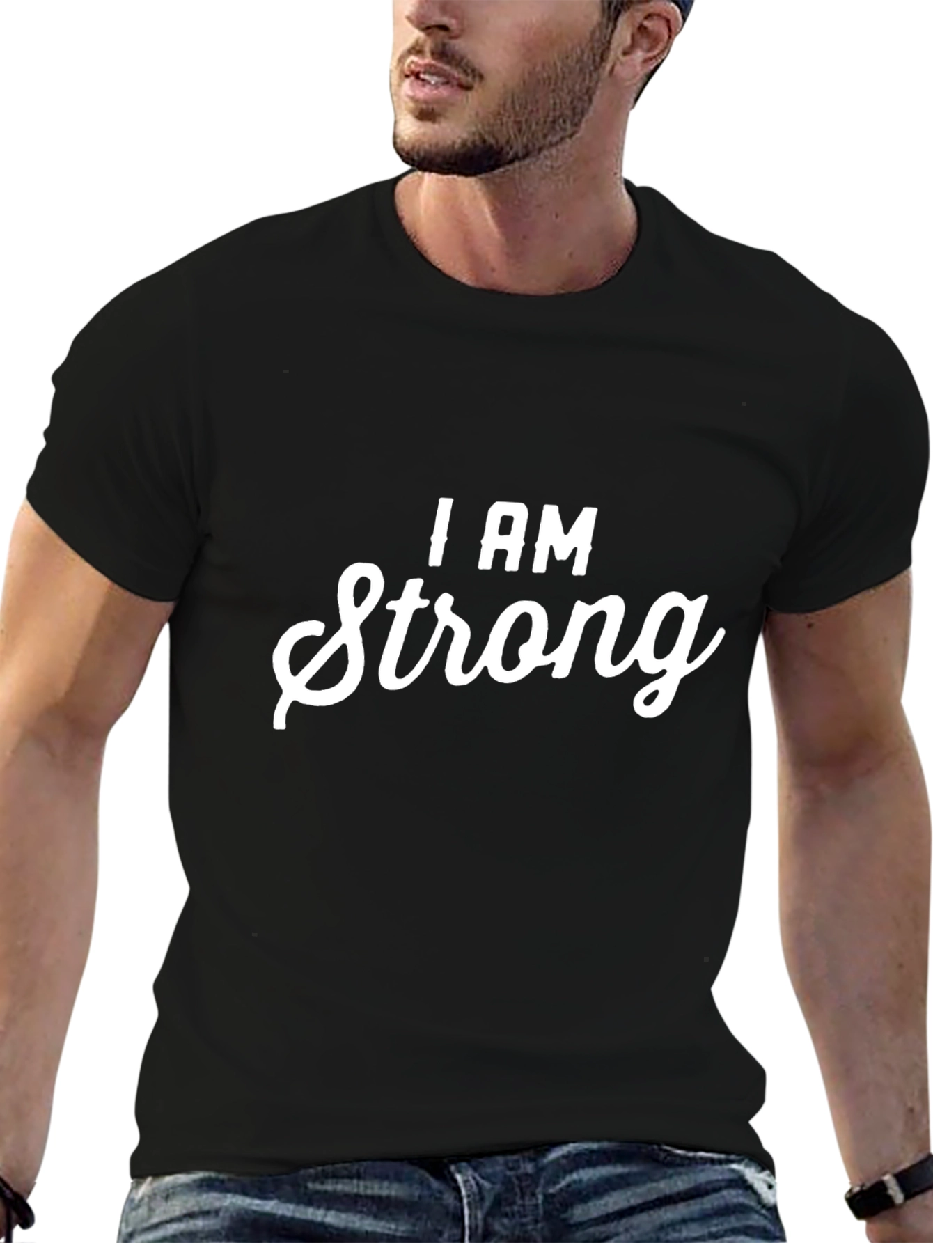 I AM Strong Black Graphic T-Shirt