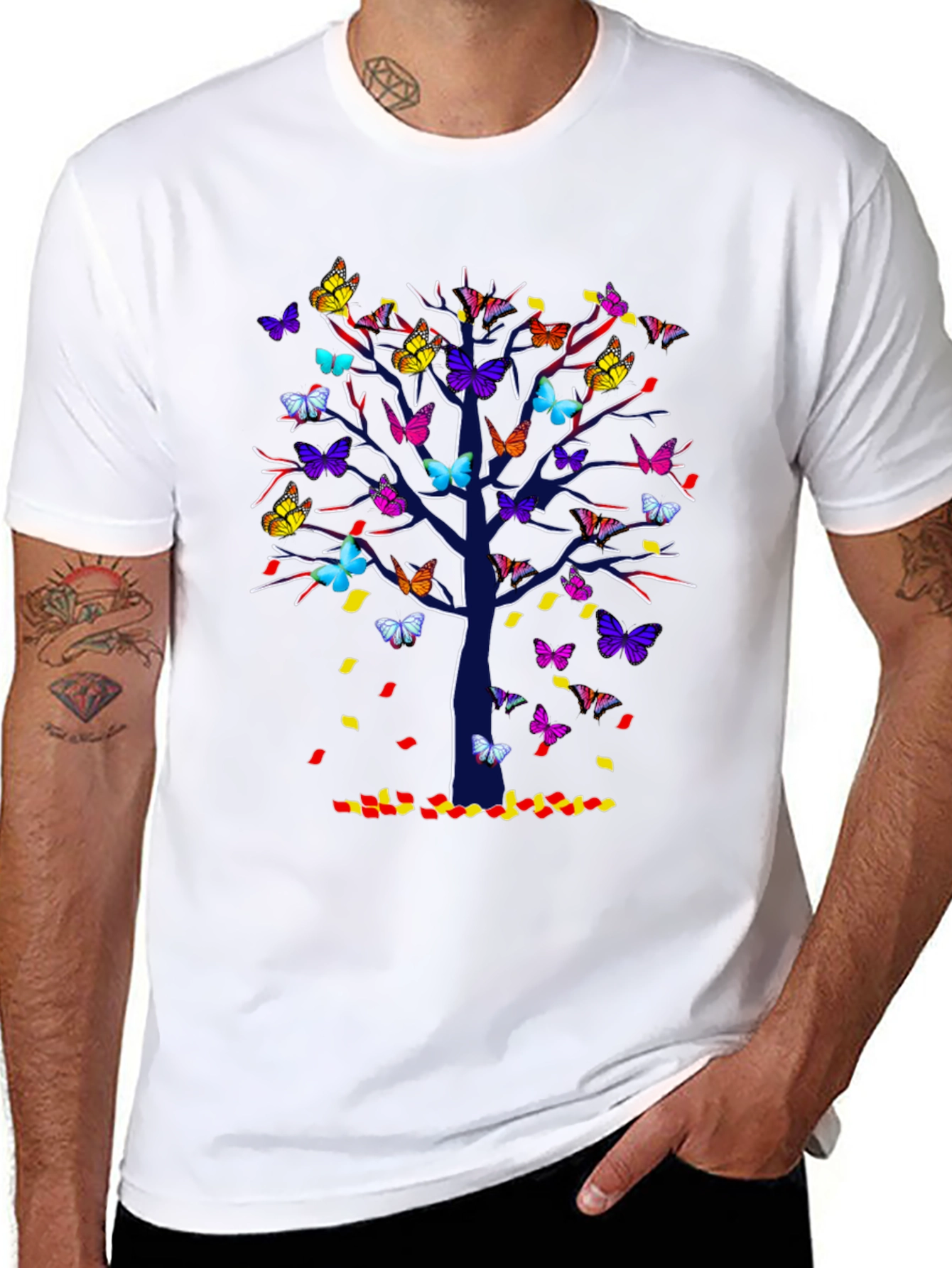 Butterfly Tree T-Shirt - Colorful Nature Tee