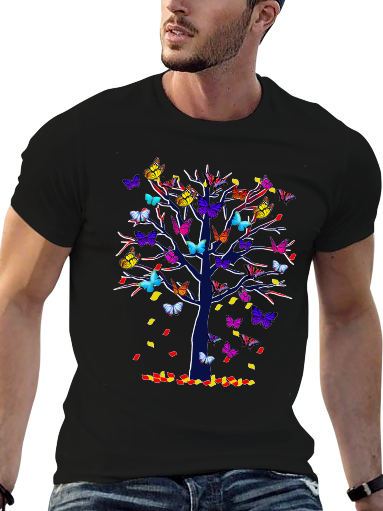 Butterfly Tree T-Shirt - Colorful Nature Tee