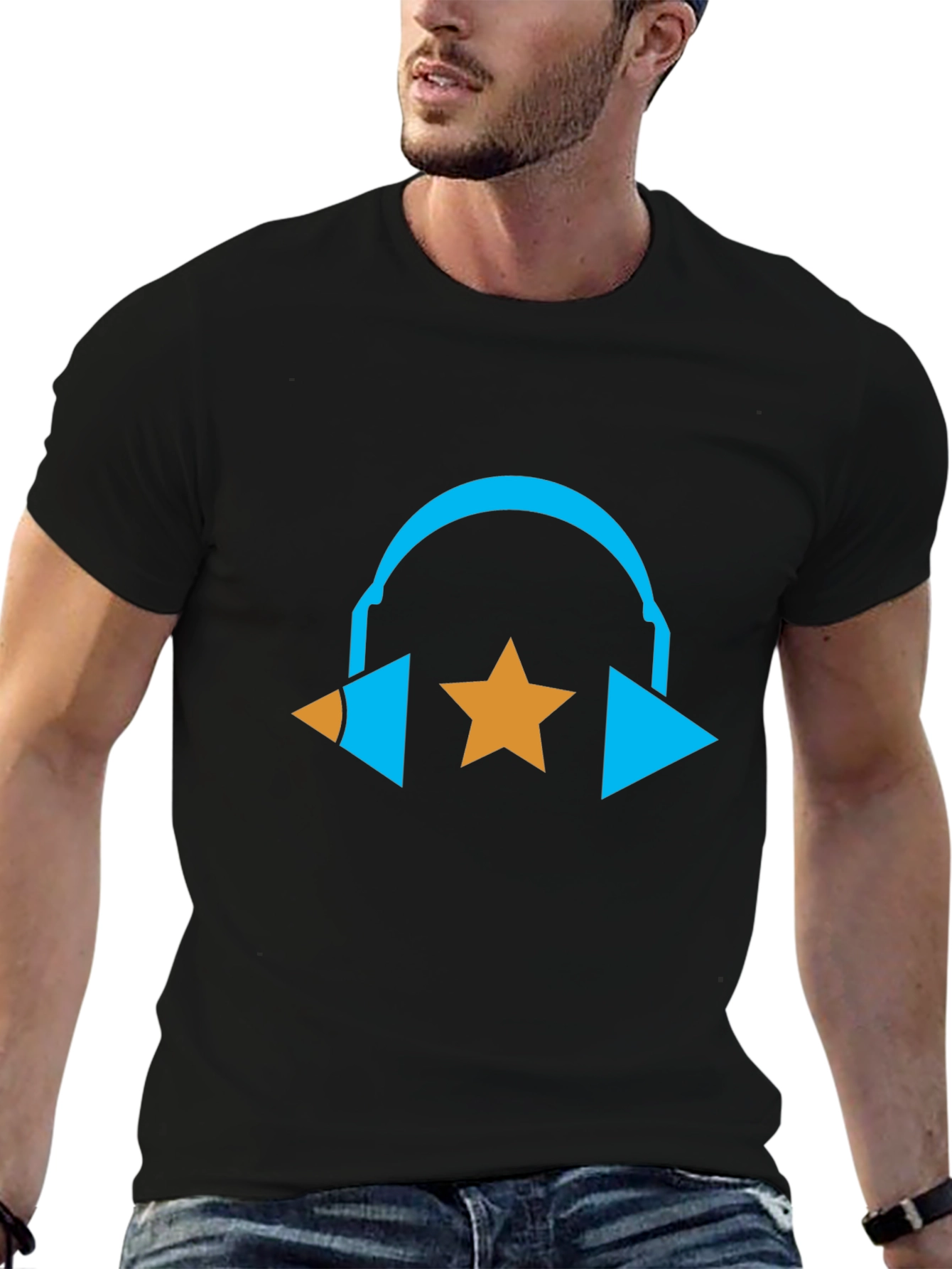 Cool Graphic Tee - Headphones and Star Design