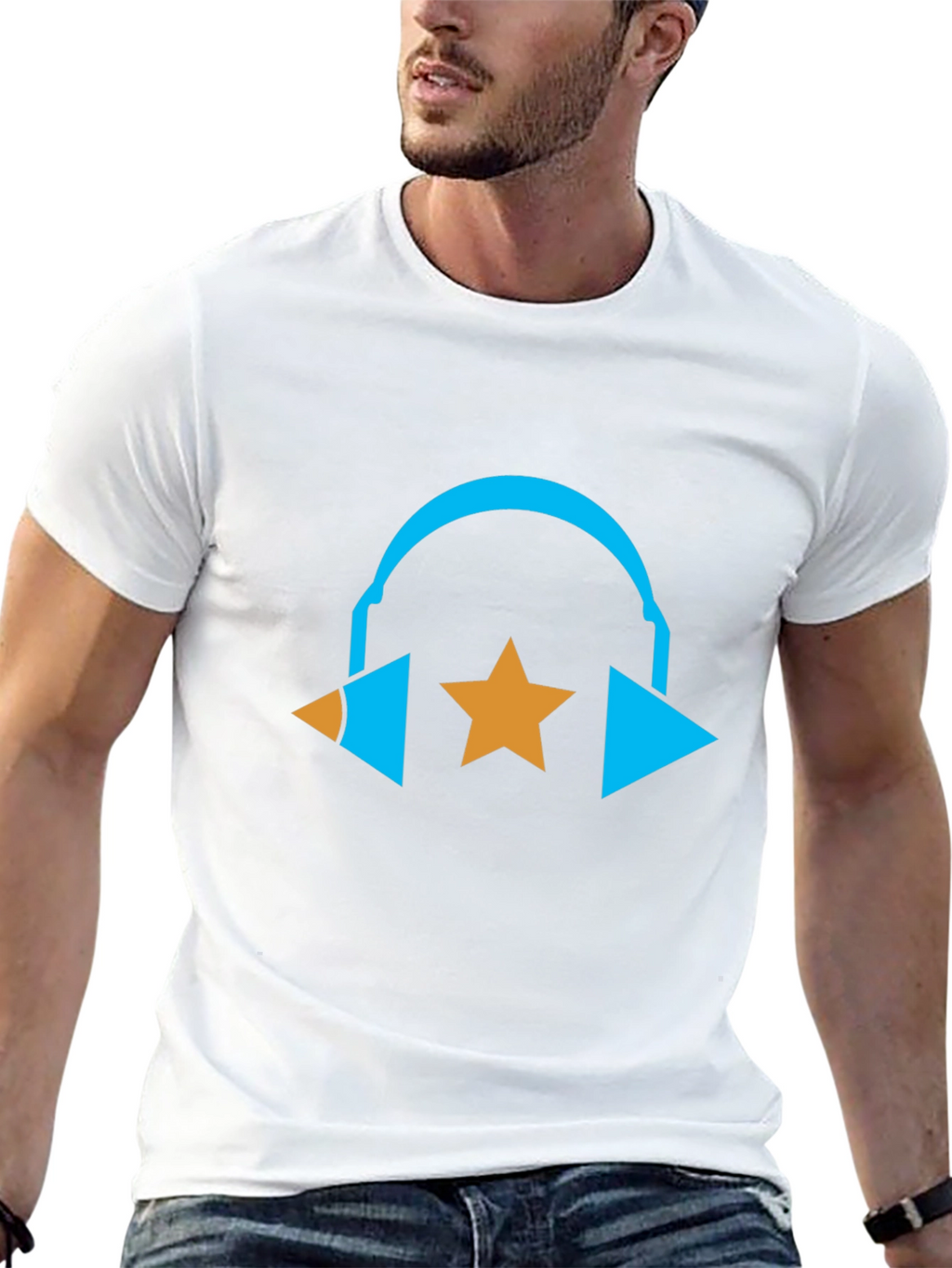 Cool Graphic Tee - Headphones and Star Design