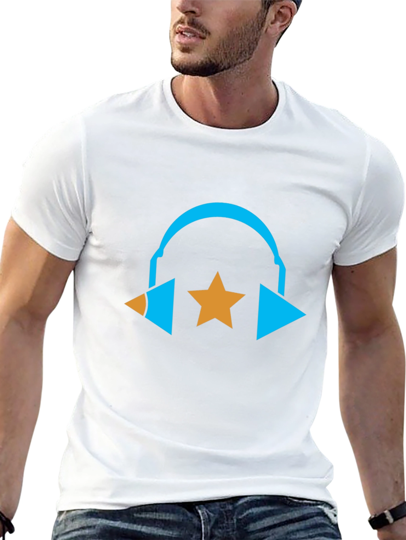 Cool Graphic Tee - Headphones and Star Design