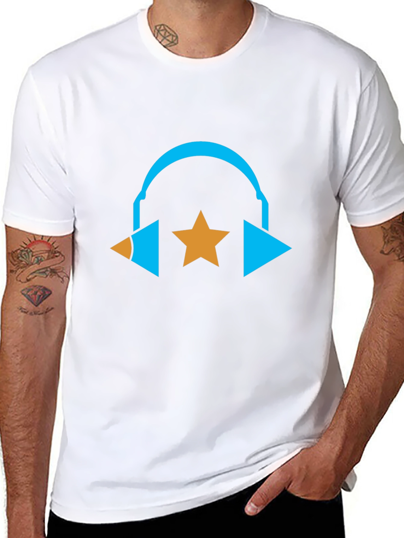 Cool Graphic Tee - Headphones and Star Design