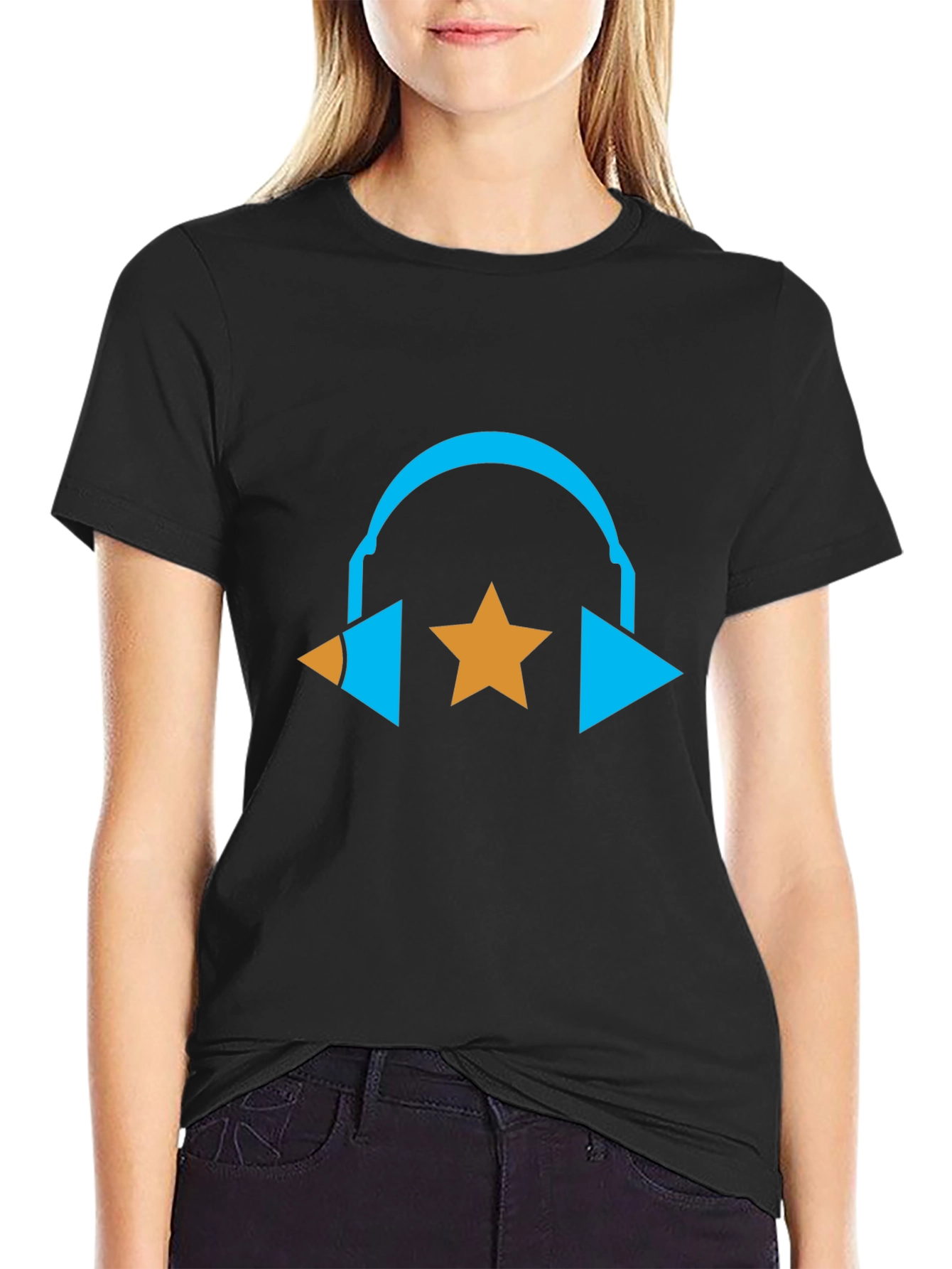 Cool Graphic Tee - Headphones and Star Design