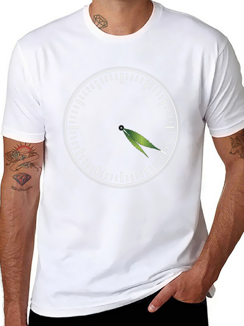 4:20 T-Shirt - Novelty Marijuana Leaf Clock Graphic Tee