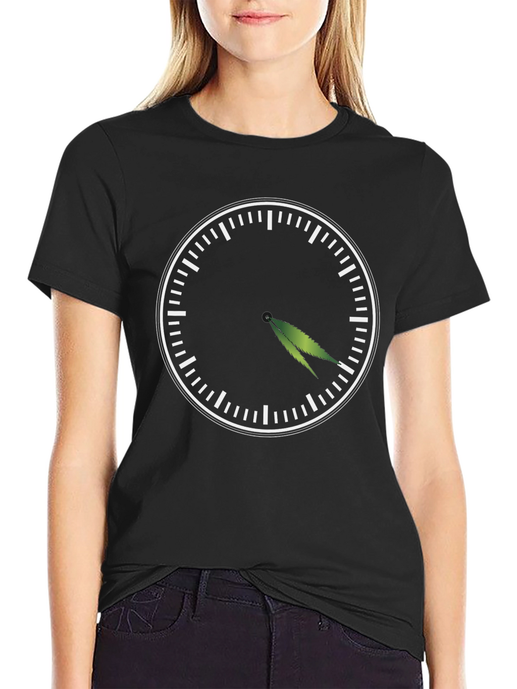 4:20 T-Shirt - Novelty Marijuana Leaf Clock Graphic Tee