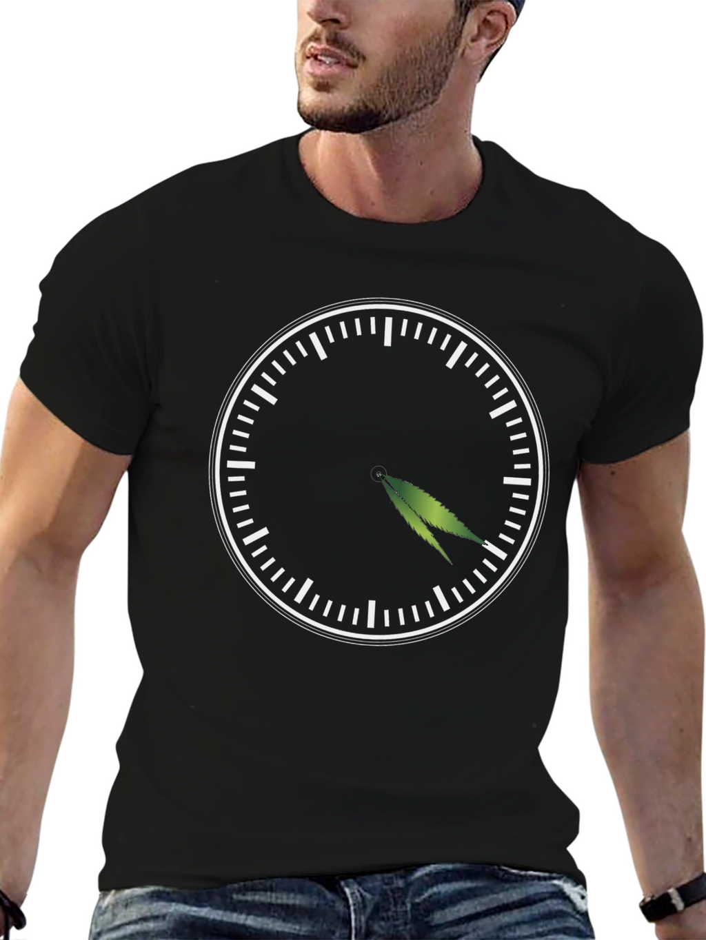 4:20 T-Shirt - Novelty Marijuana Leaf Clock Graphic Tee