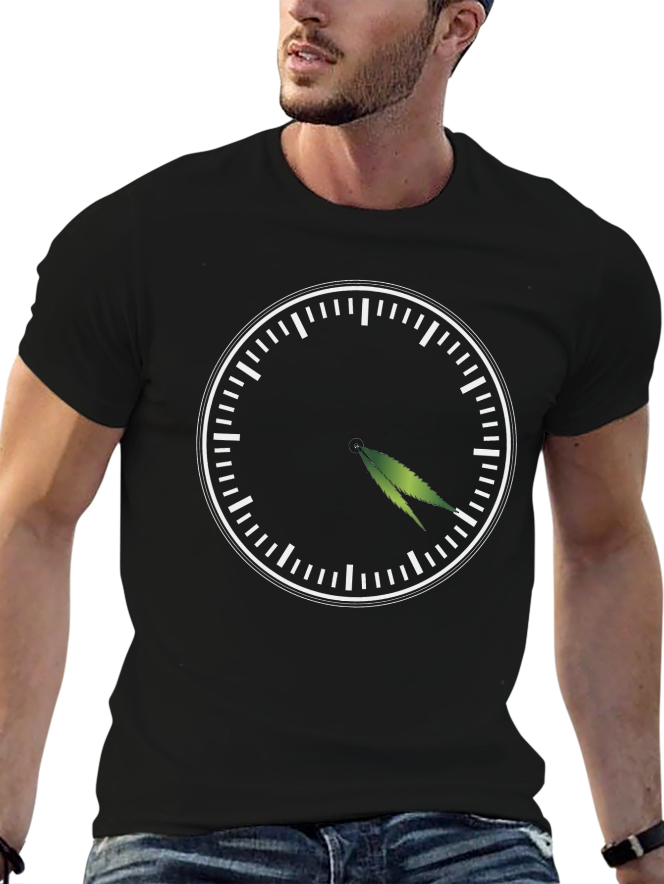 4:20 T-Shirt - Novelty Marijuana Leaf Clock Graphic Tee