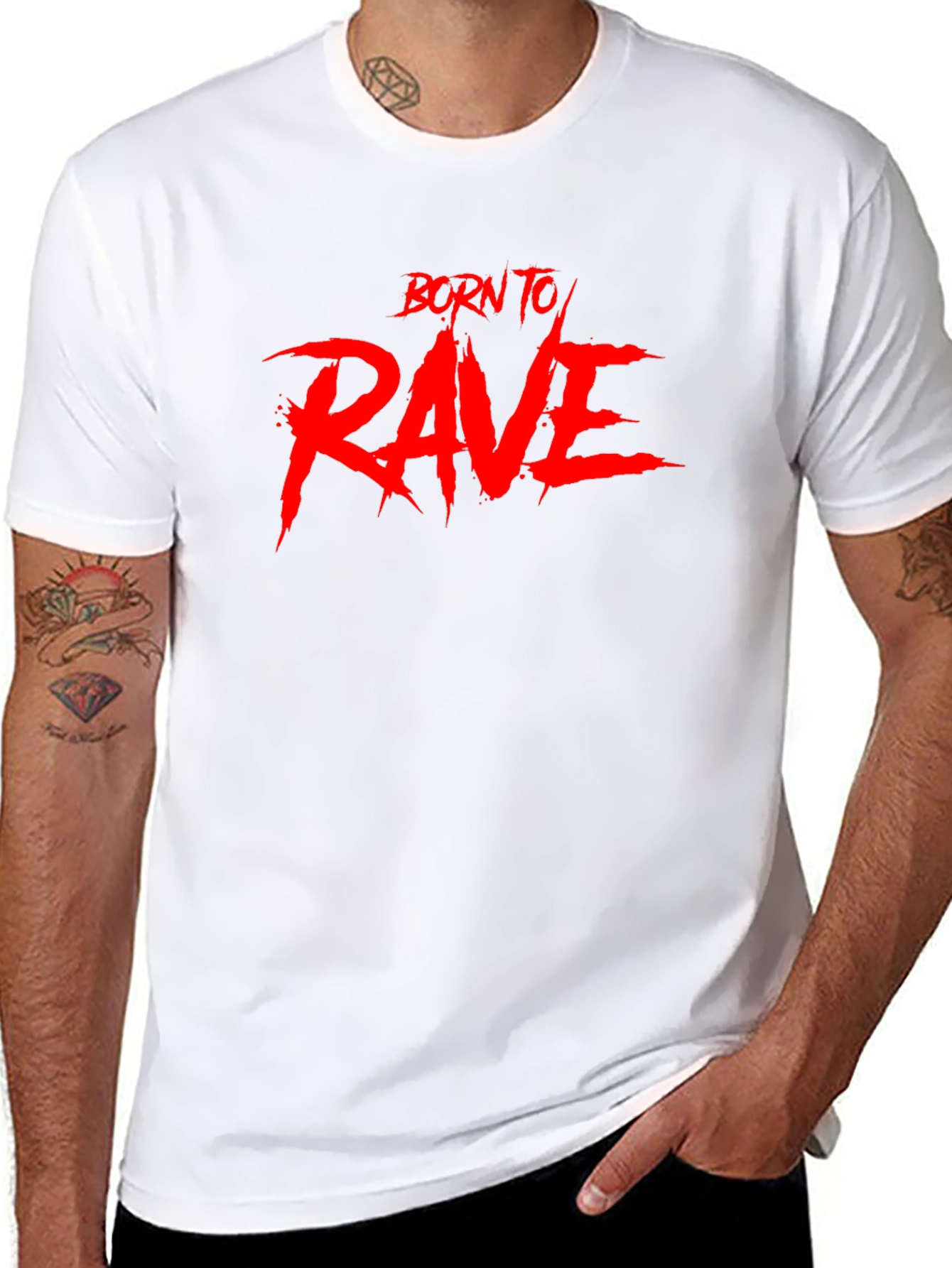 Born to Rave Graphic Tee - Black Crew Neck