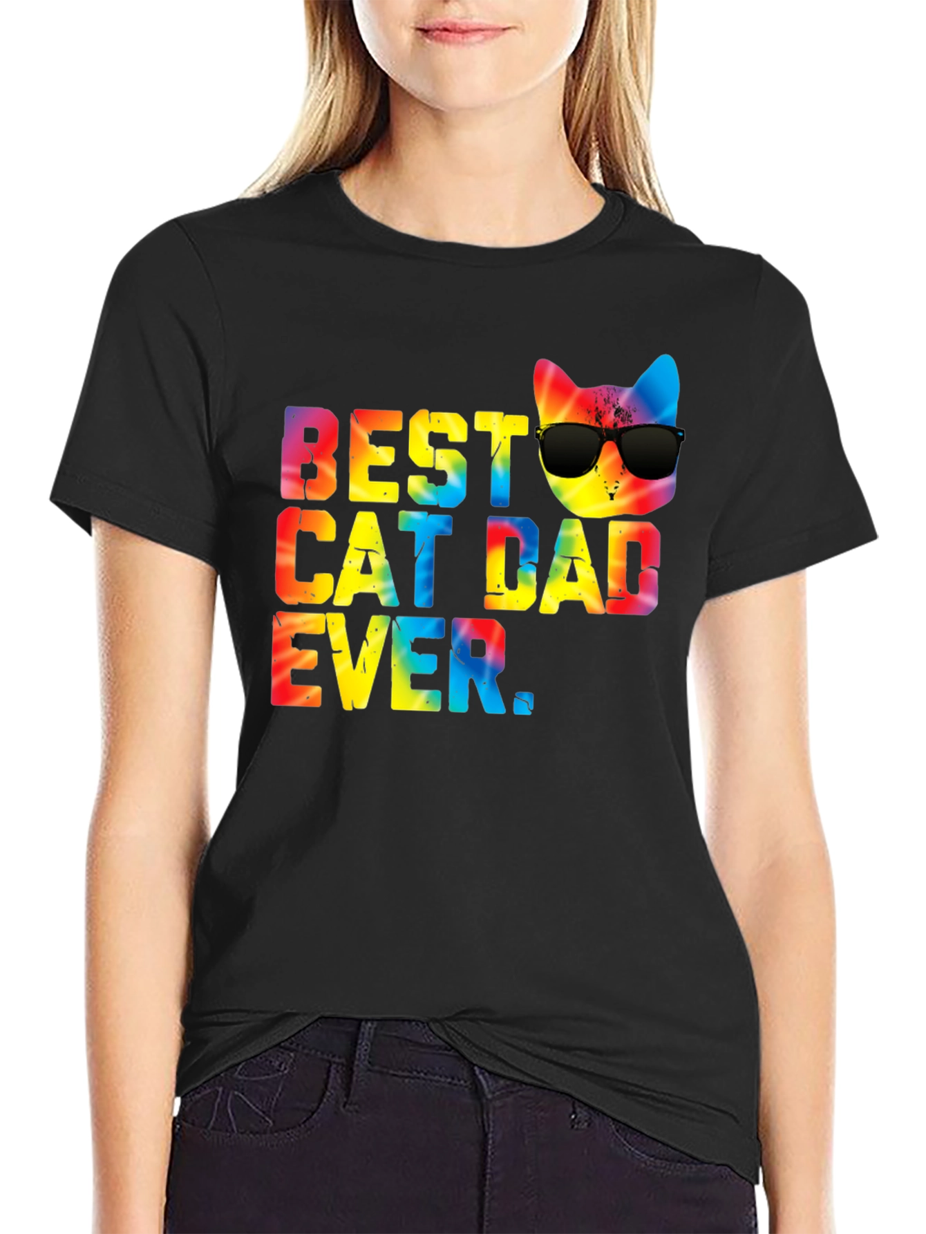 Best Cat Dad Ever Tie Dye Graphic Tee