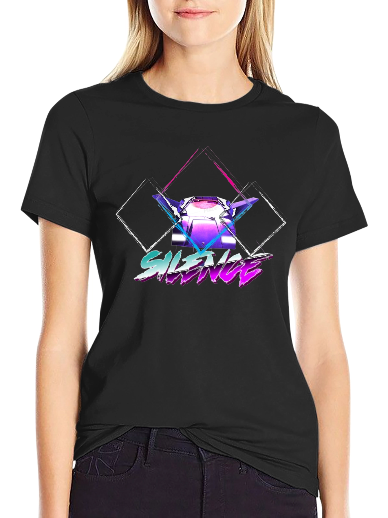 Retro Silence Graphic Tee - Black