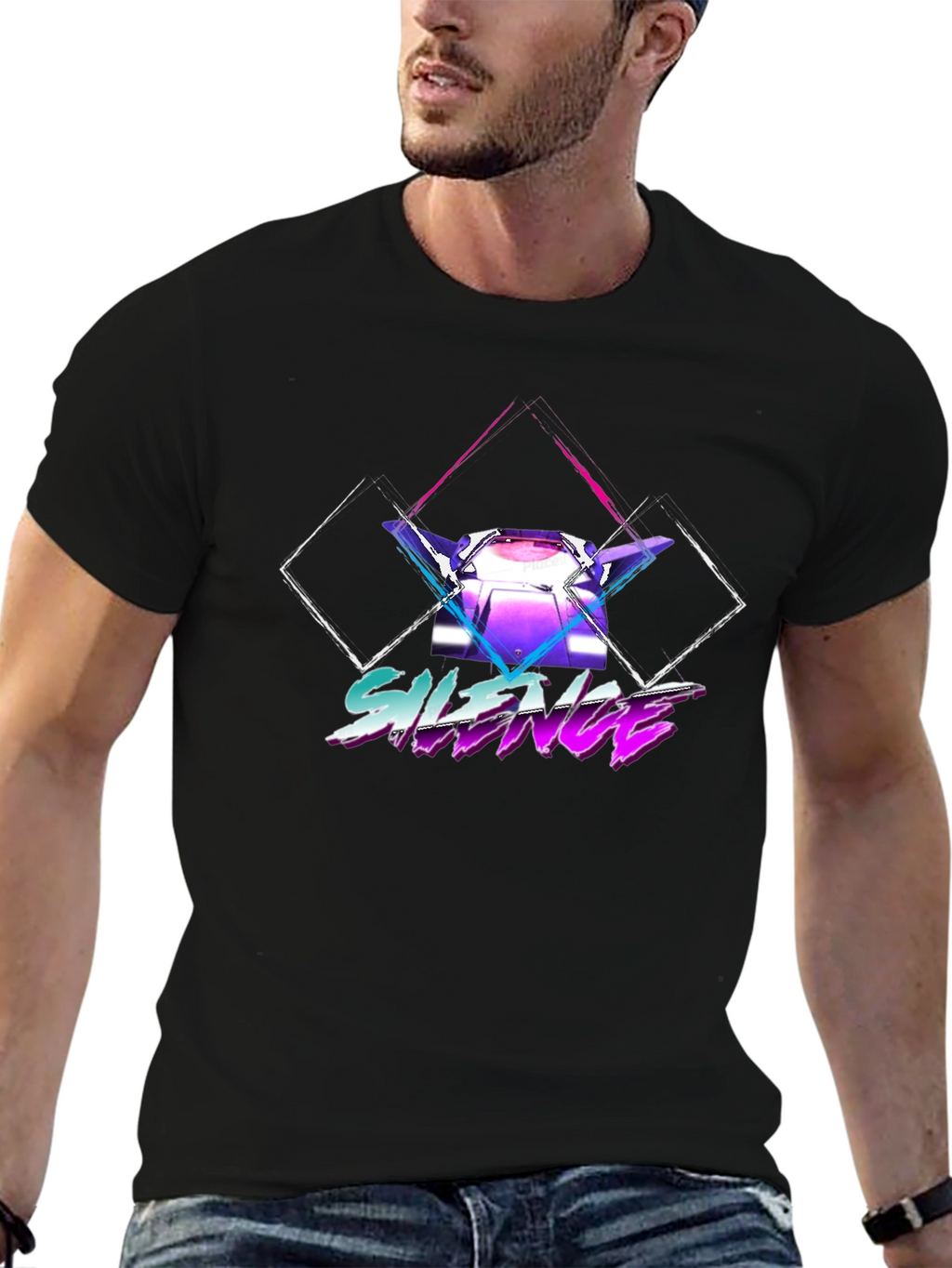 Retro Silence Graphic Tee - Black