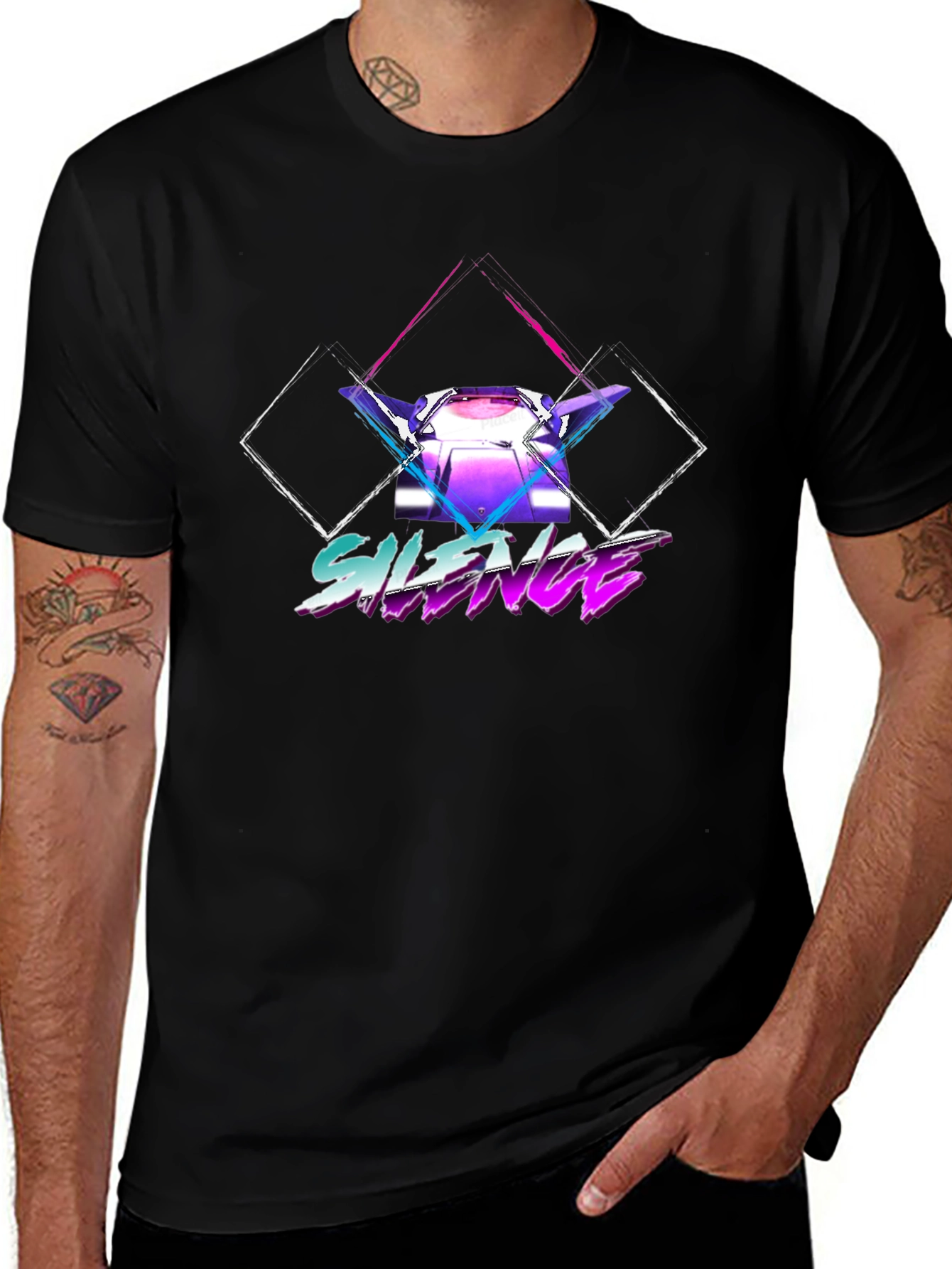 Retro Silence Graphic Tee - Black