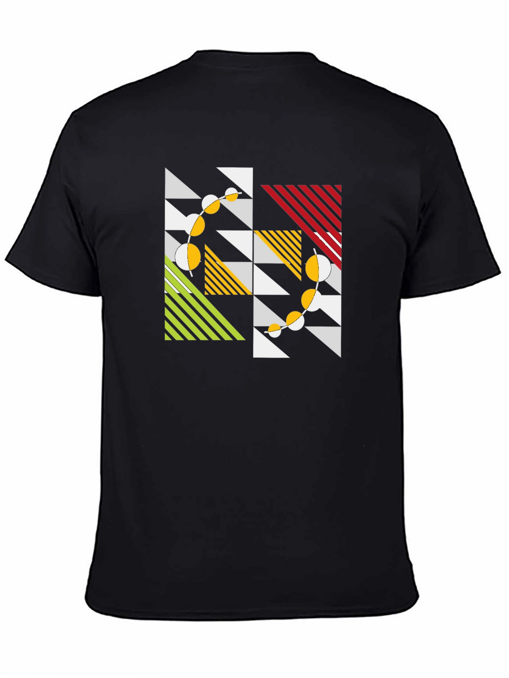 Geometric Pattern Black T-Shirt - Modern Art Style