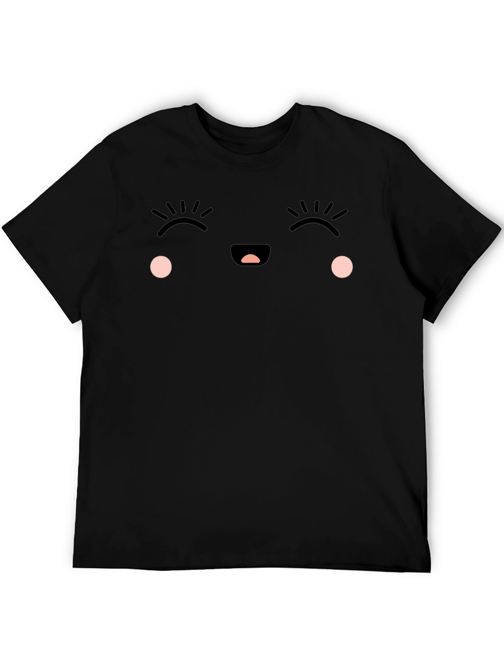 Cute Kawaii Face Black T-Shirt