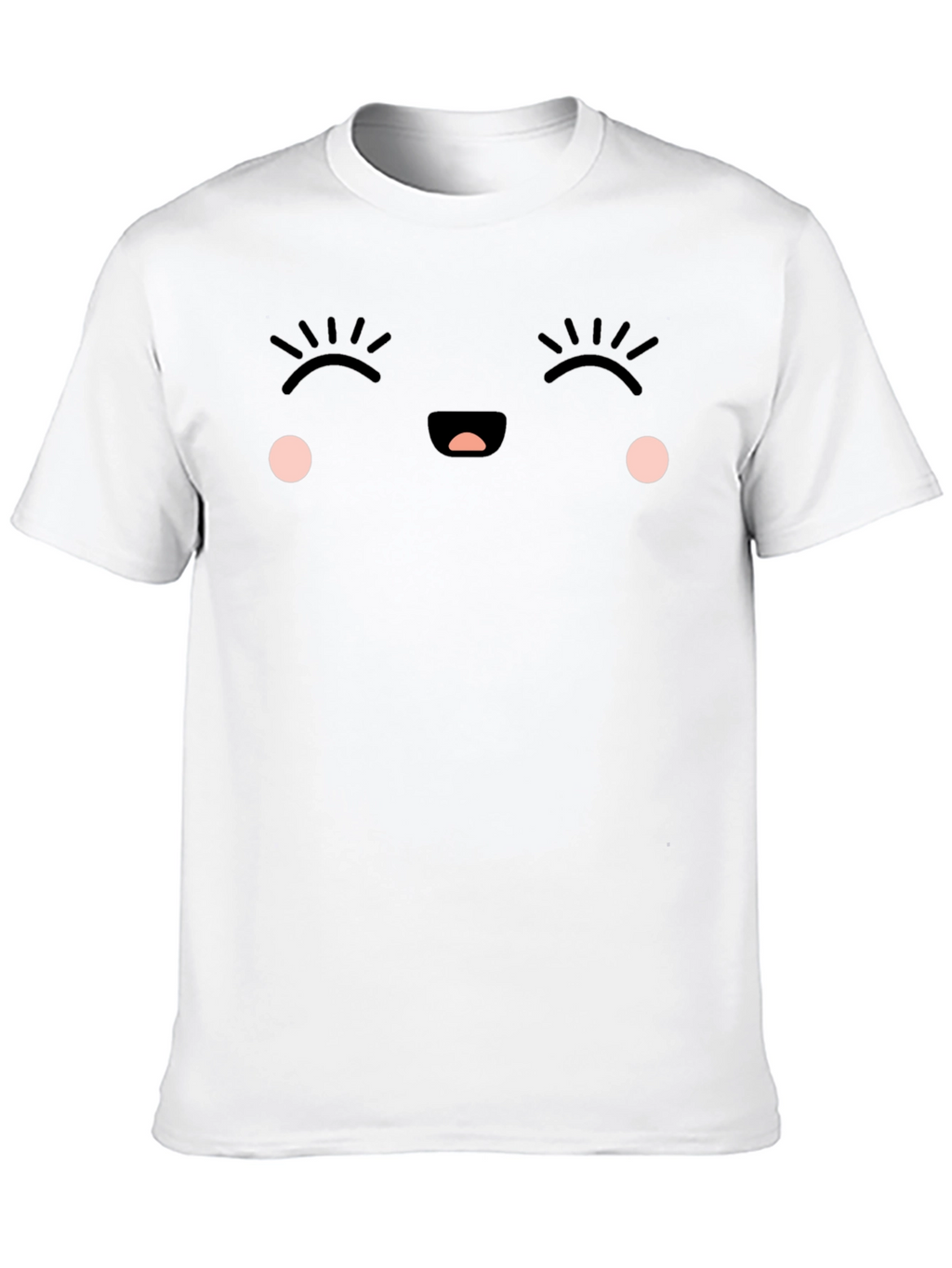 Cute Kawaii Face Black T-Shirt