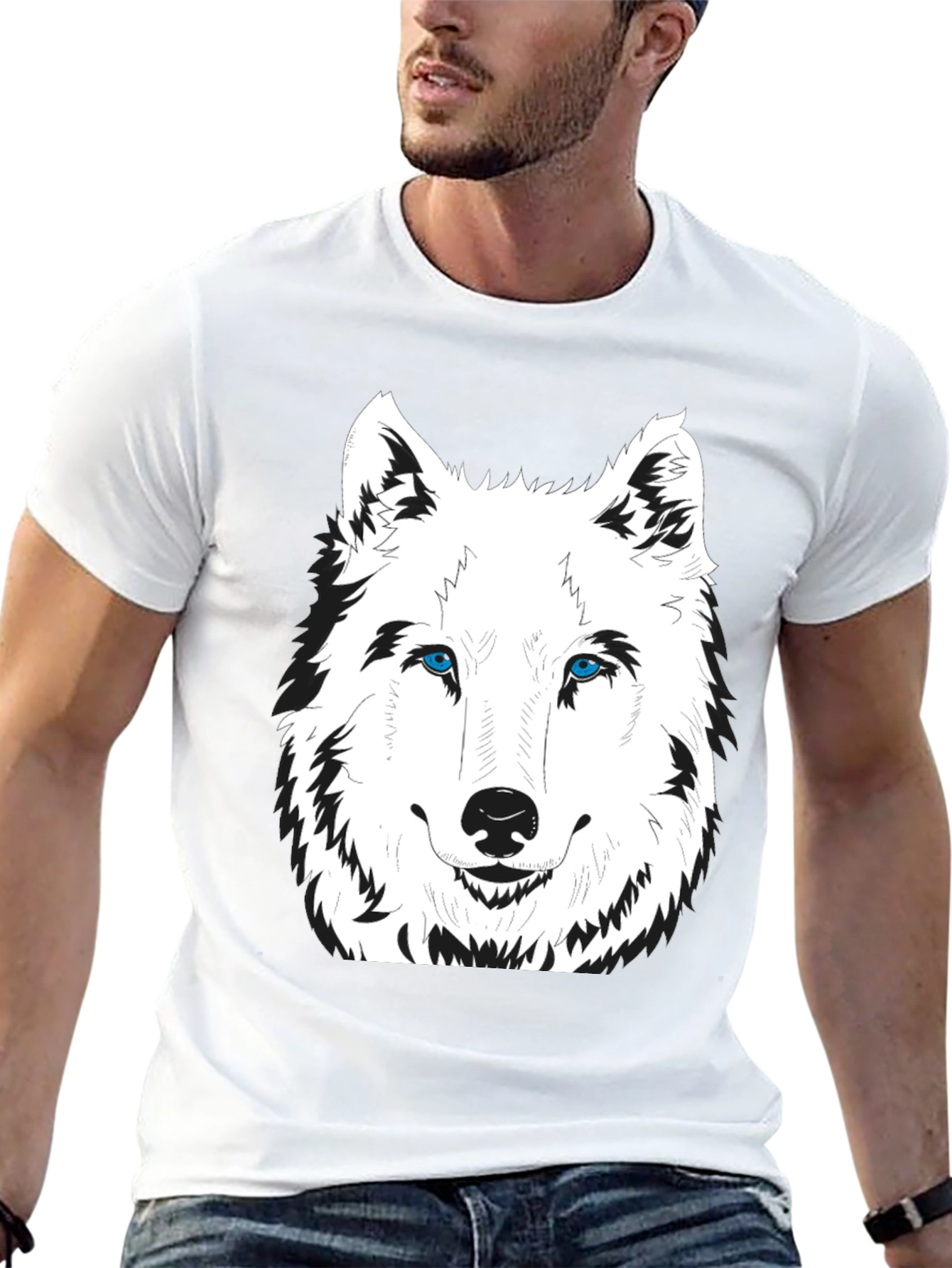 Mens Black Wolf Graphic Print T-Shirt