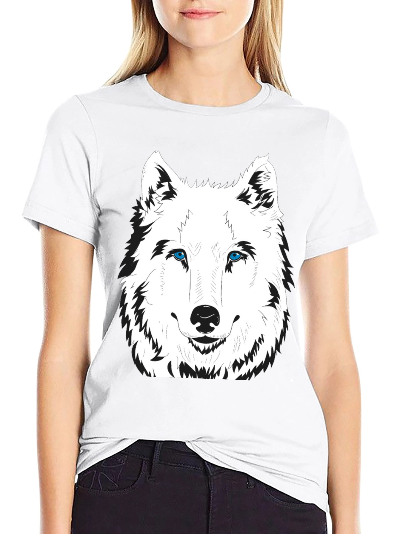 Mens Black Wolf Graphic Print T-Shirt