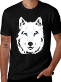 Mens Black Wolf Graphic Print T-Shirt
