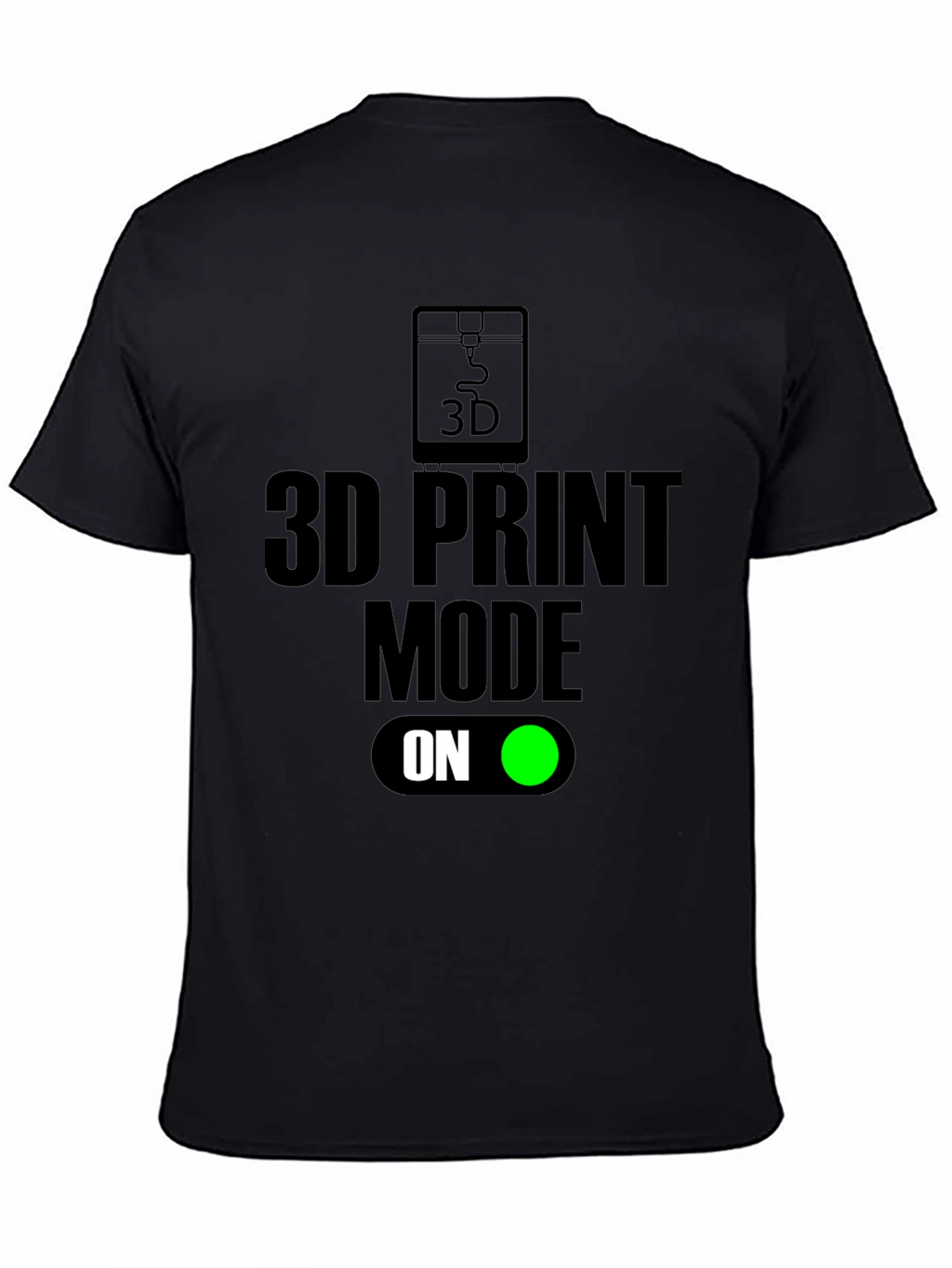3D Print Mode On Black T-Shirt