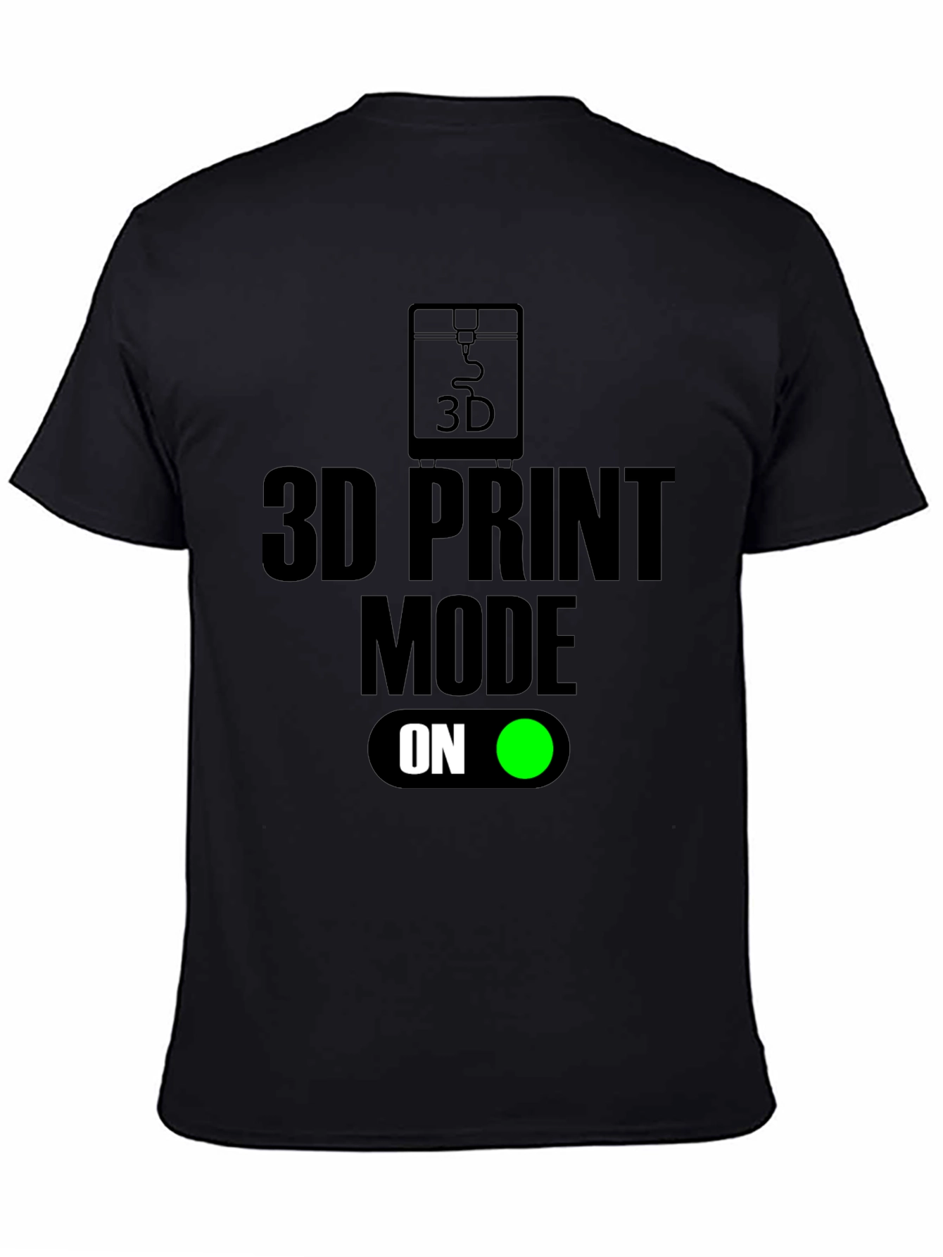 3D Print Mode On Black T-Shirt