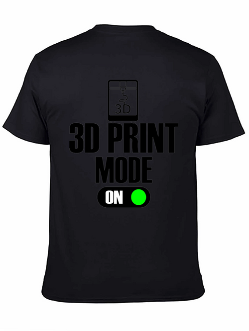 3D Print Mode On Black T-Shirt
