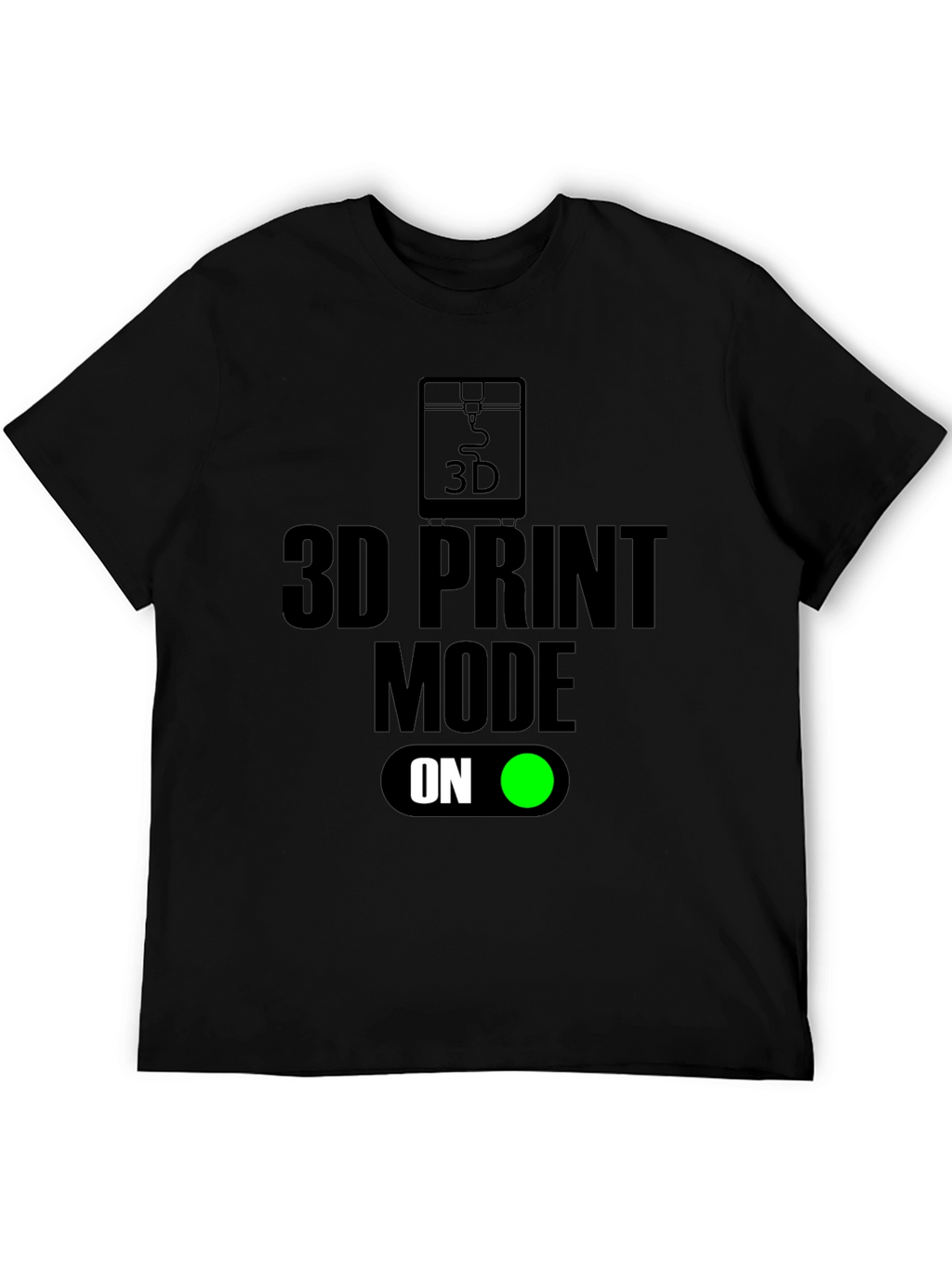 3D Print Mode On Black T-Shirt