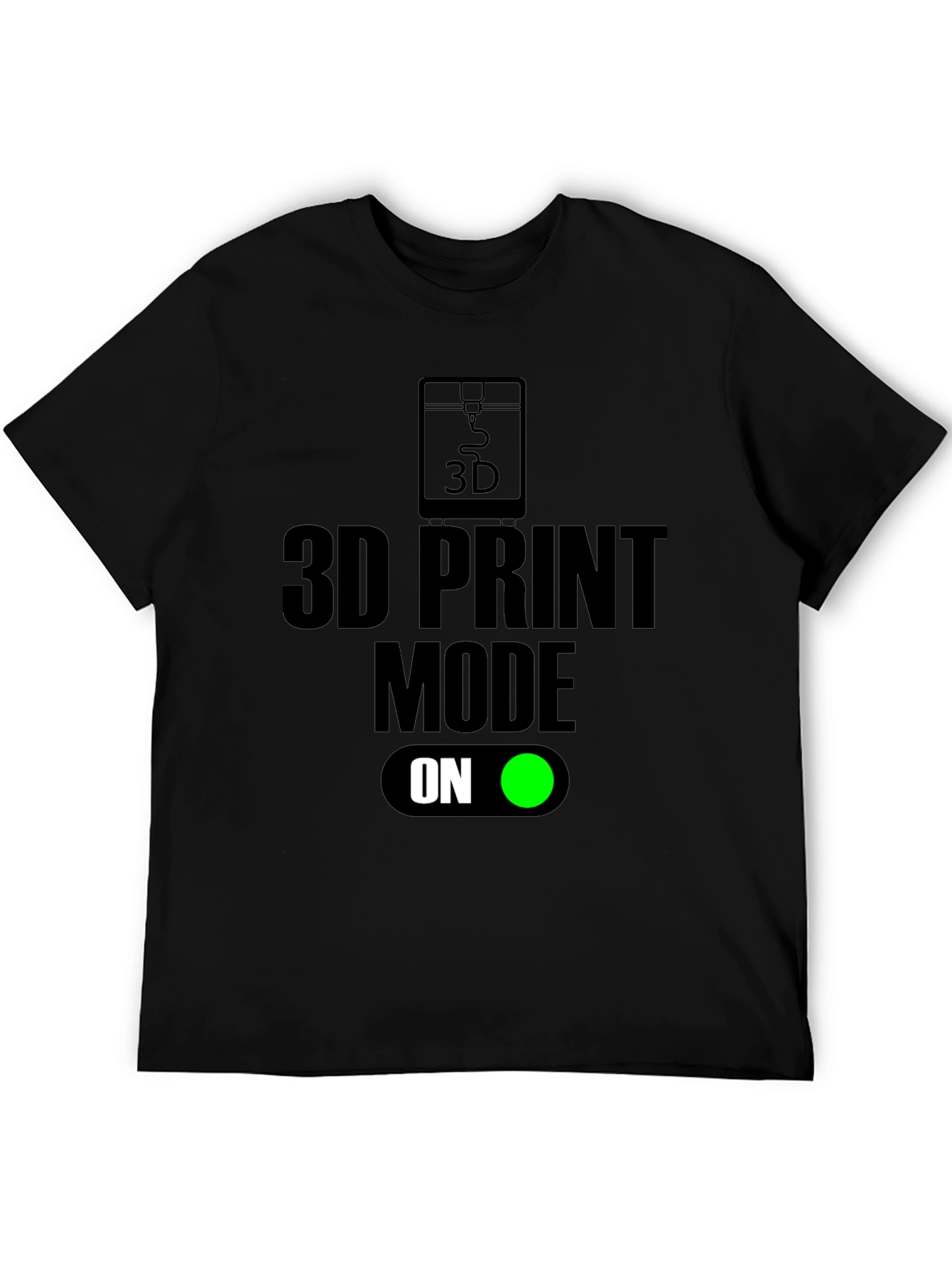 3D Print Mode On Black T-Shirt