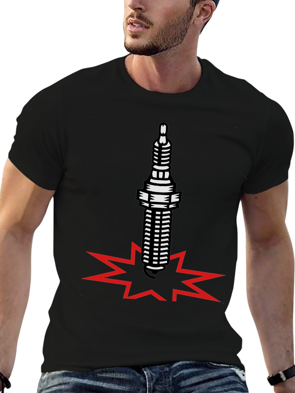 Spark Plug Boom Black T-Shirt