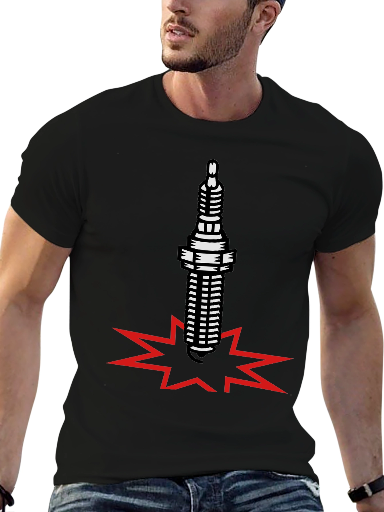 Spark Plug Boom Black T-Shirt