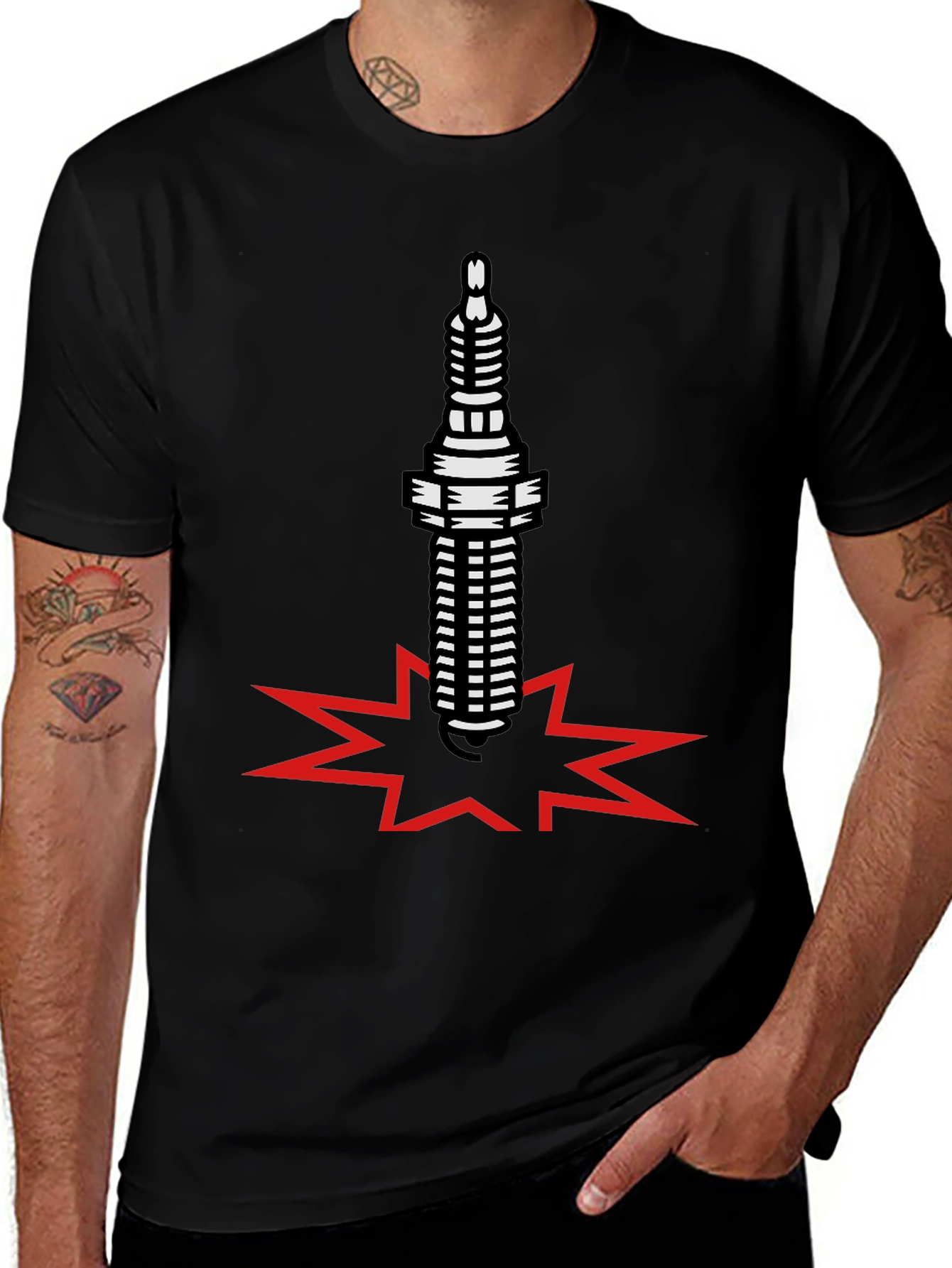 Spark Plug Boom Black T-Shirt