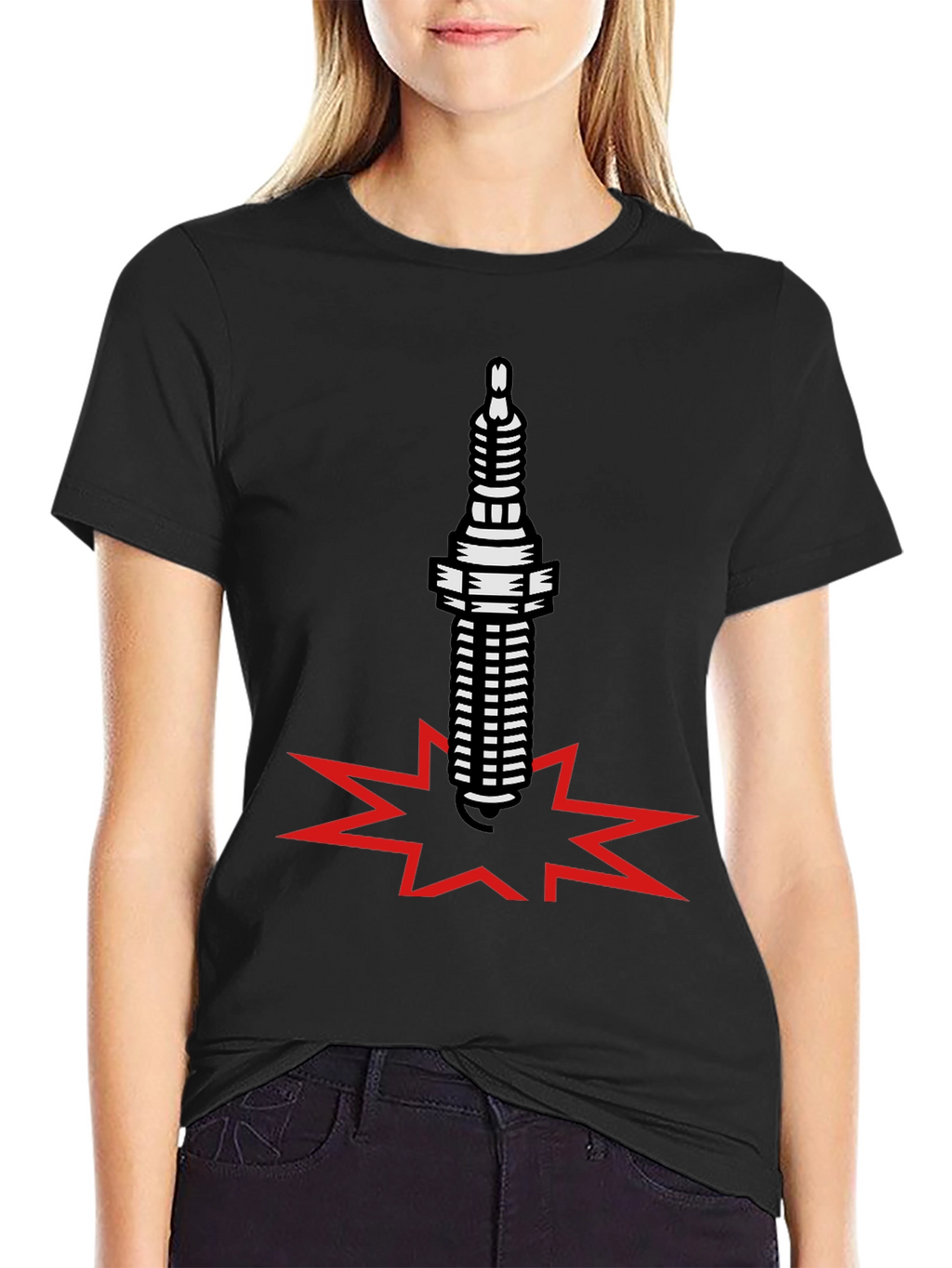 Spark Plug Boom Black T-Shirt