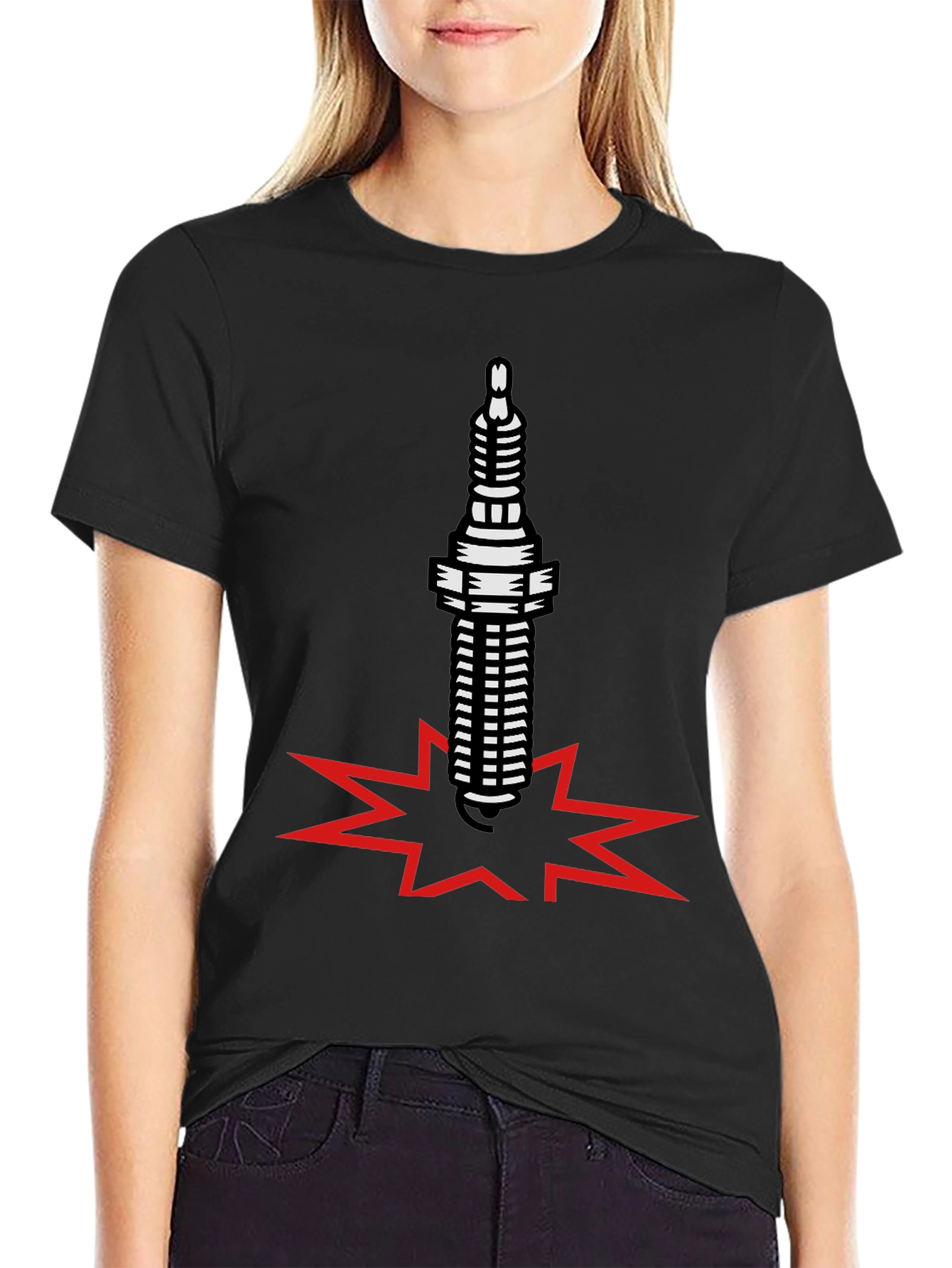 Spark Plug Boom Black T-Shirt