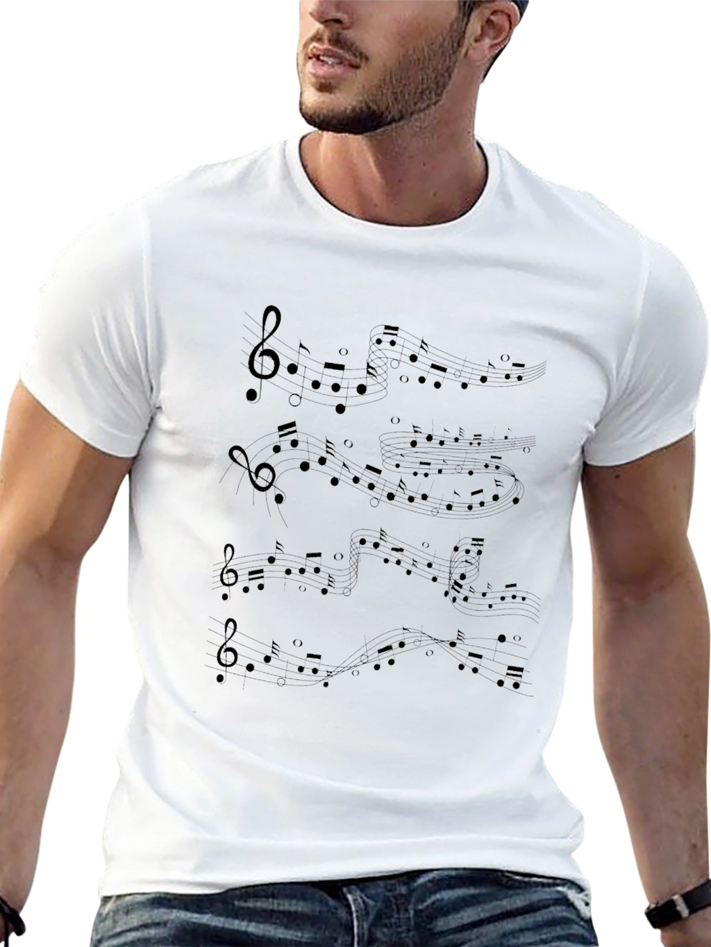 Musical Note Mens Black T-Shirt