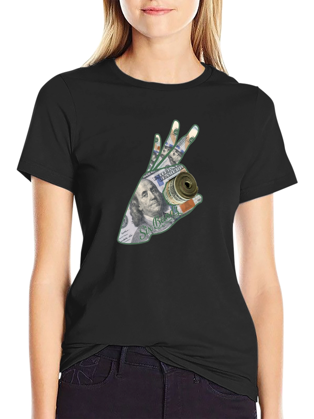 Money Hand Graphic T-Shirt - Black