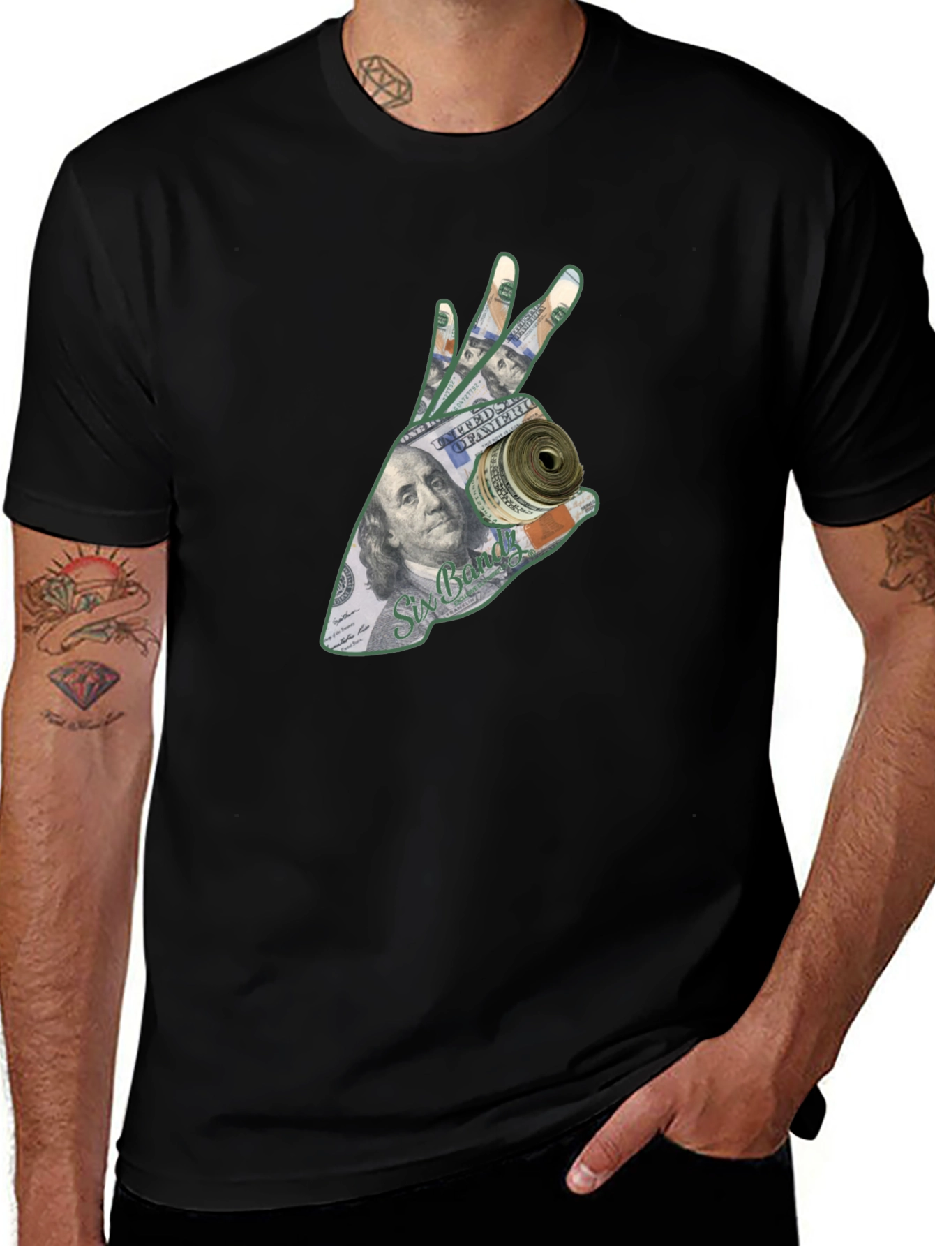 Money Hand Graphic T-Shirt - Black