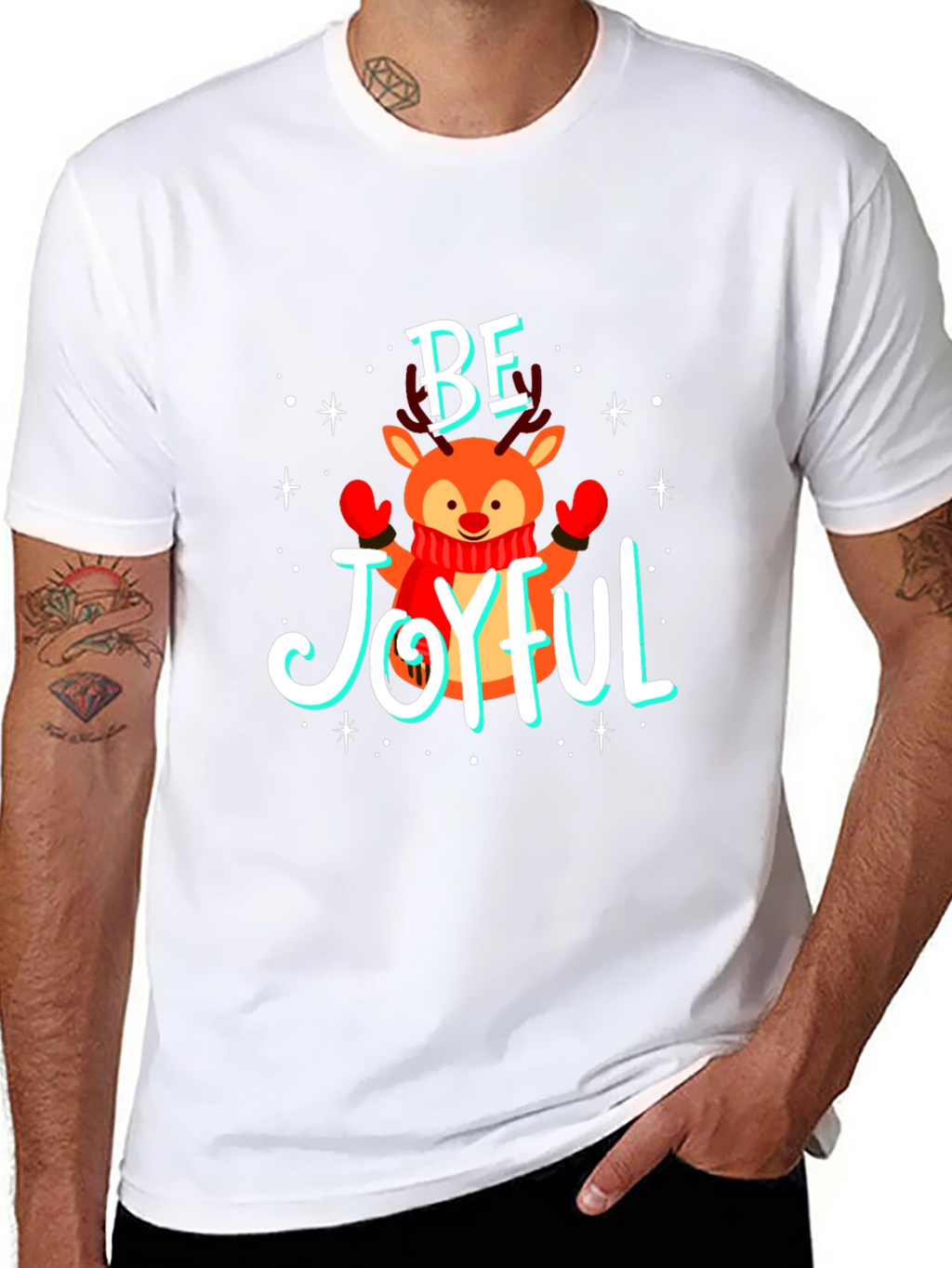 Be Joyful Reindeer Christmas T-Shirt