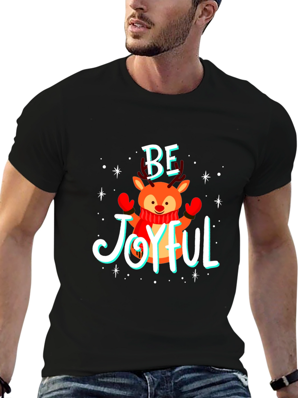 Be Joyful Reindeer Christmas T-Shirt