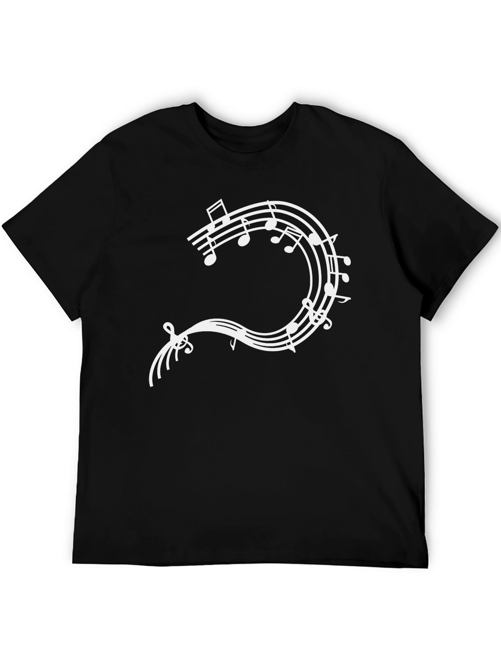 Musical Note Staff T-Shirt - Black Cotton Tee