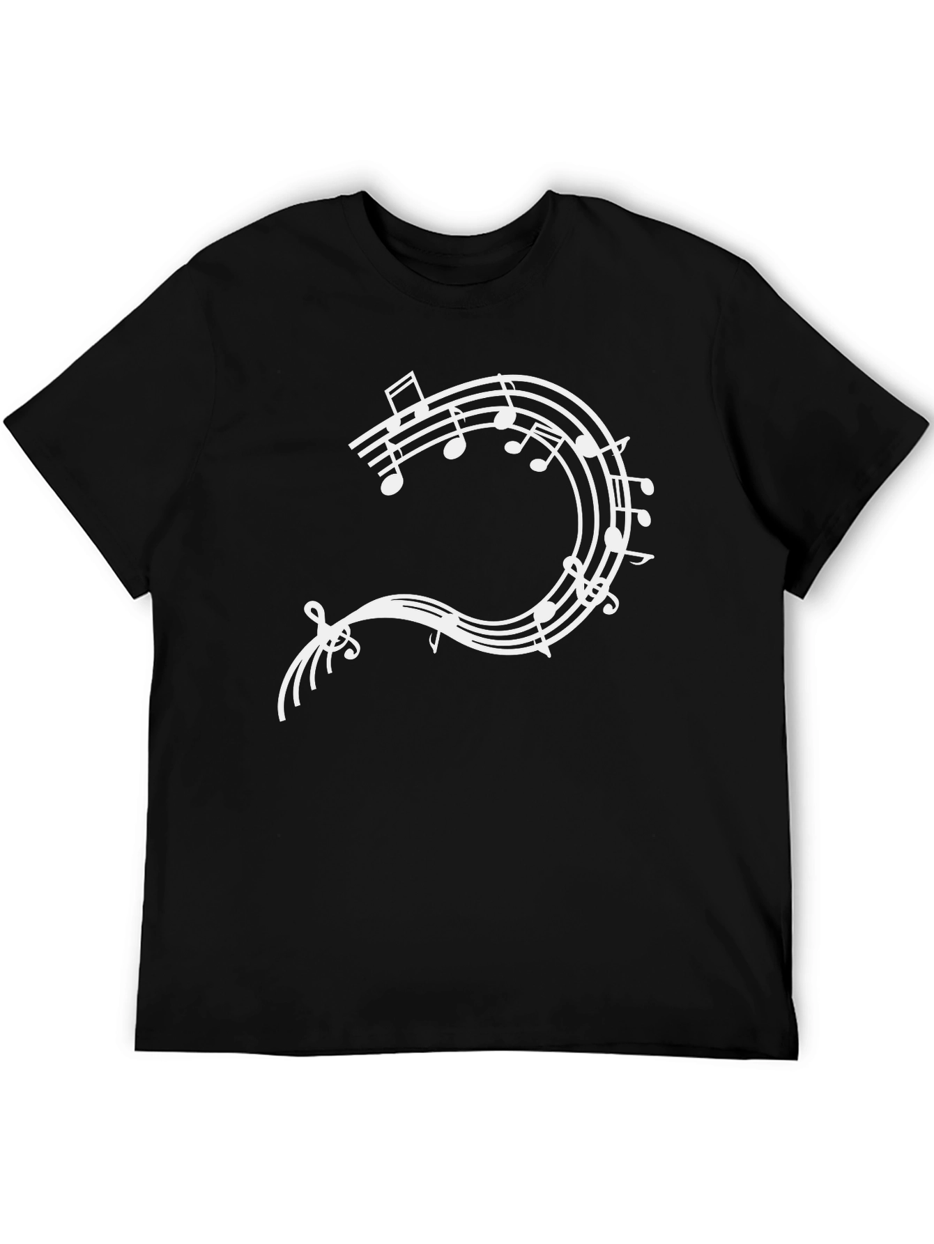 Musical Note Staff T-Shirt - Black Cotton Tee