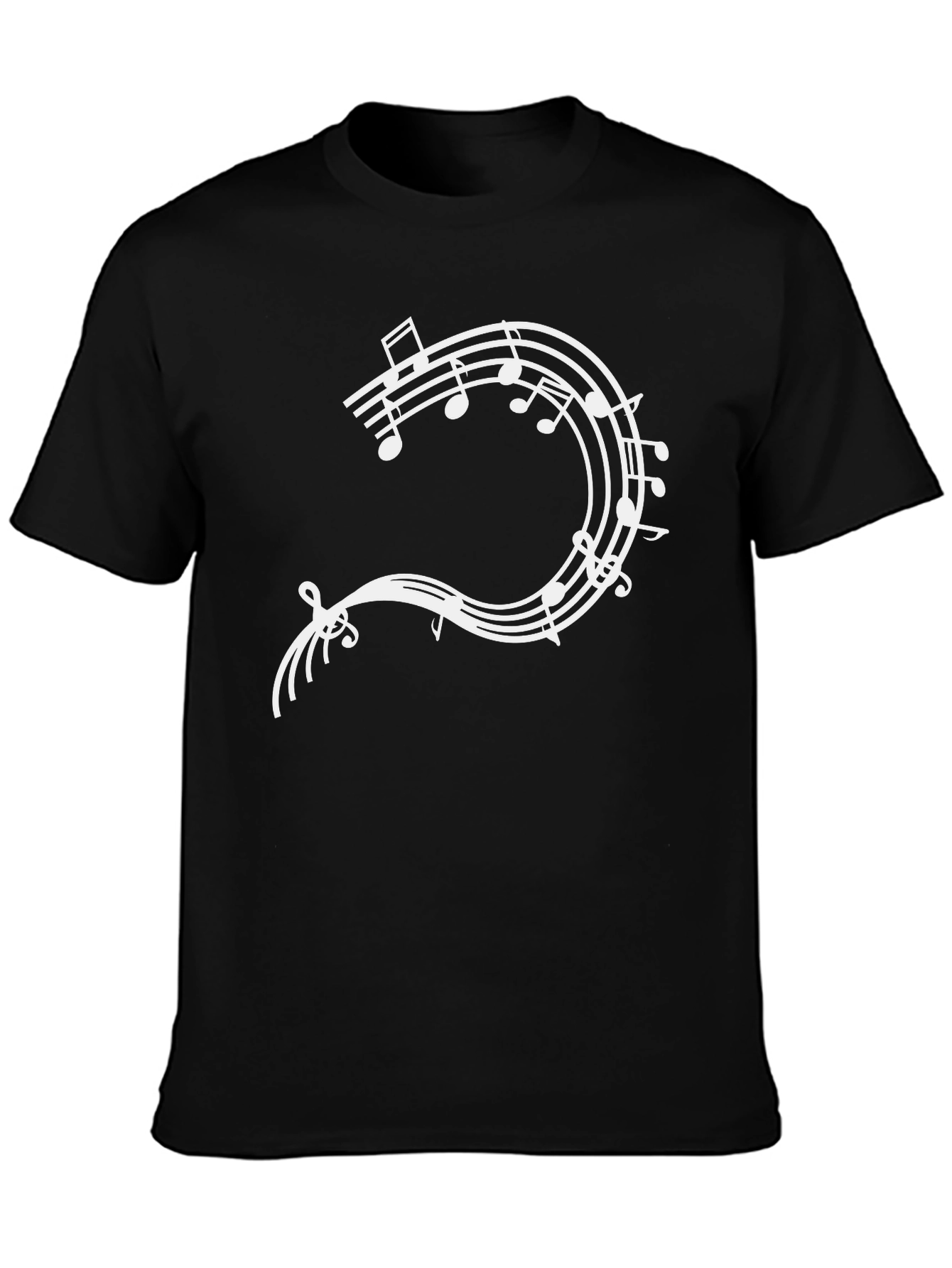 Musical Note Staff T-Shirt - Black Cotton Tee