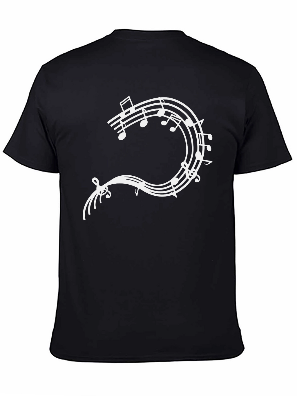 Musical Note Staff T-Shirt - Black Cotton Tee