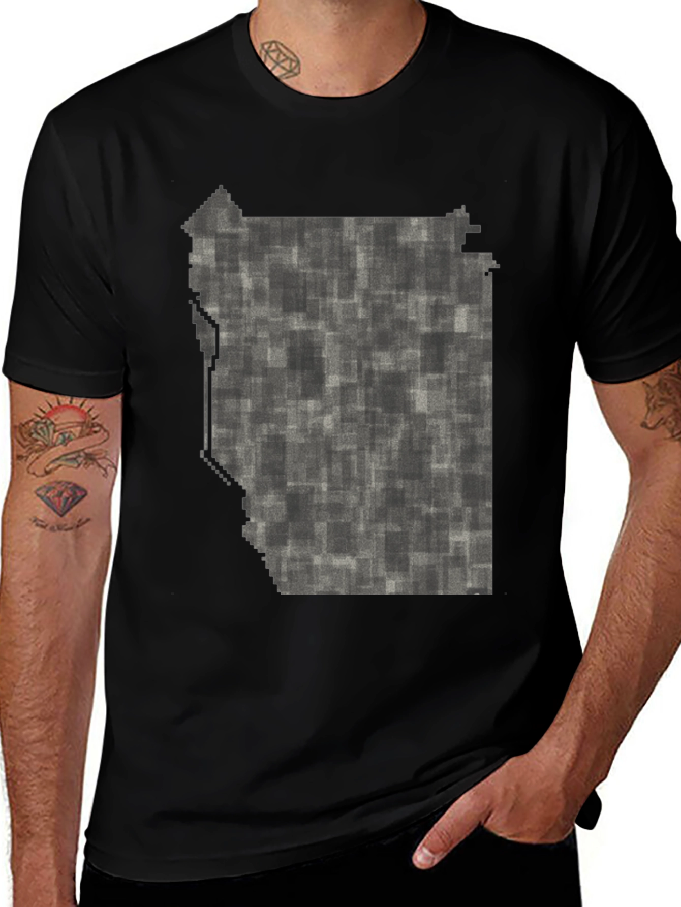 Modern Abstract Pixelated T-Shirt - Black