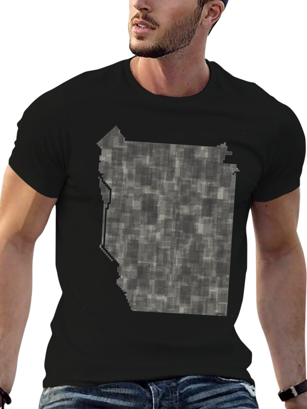 Modern Abstract Pixelated T-Shirt - Black