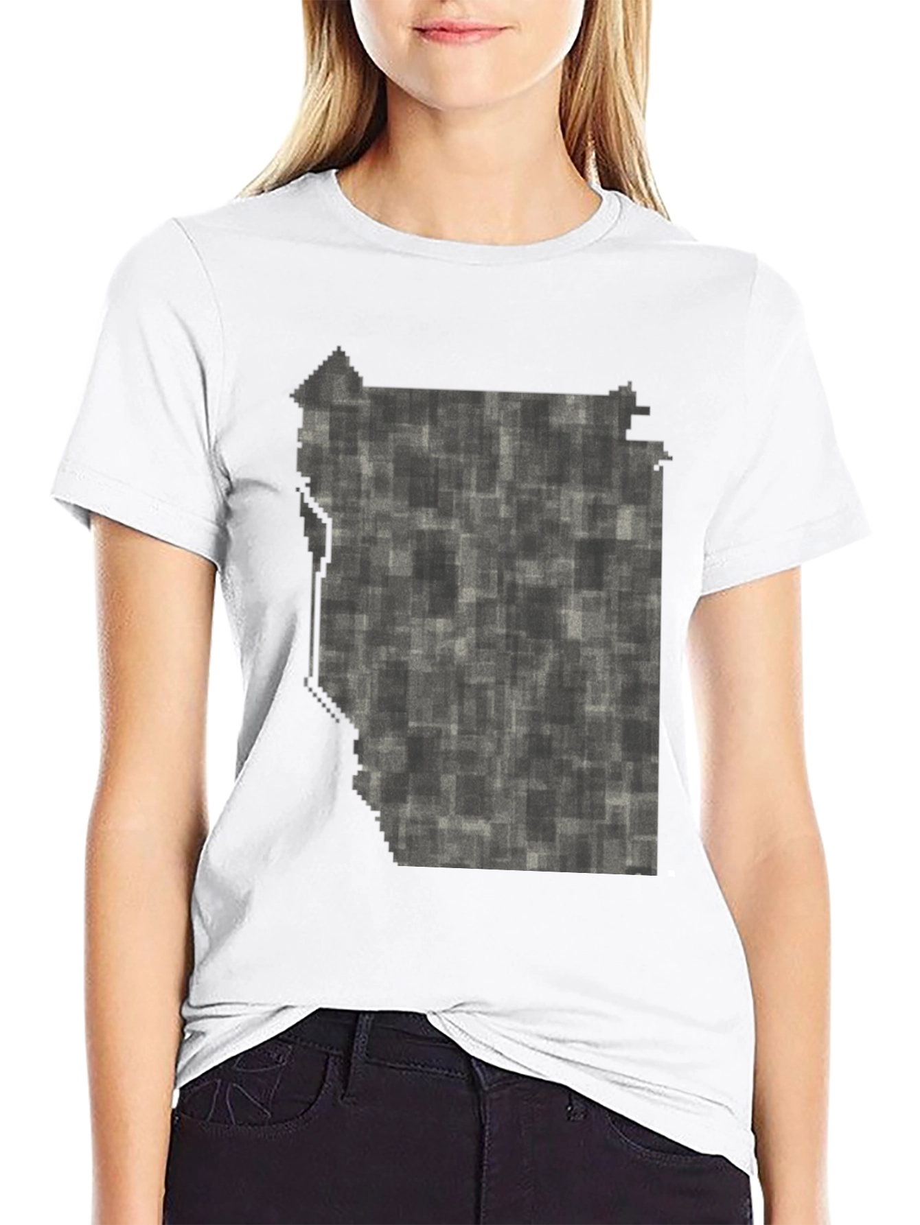 Modern Abstract Pixelated T-Shirt - Black